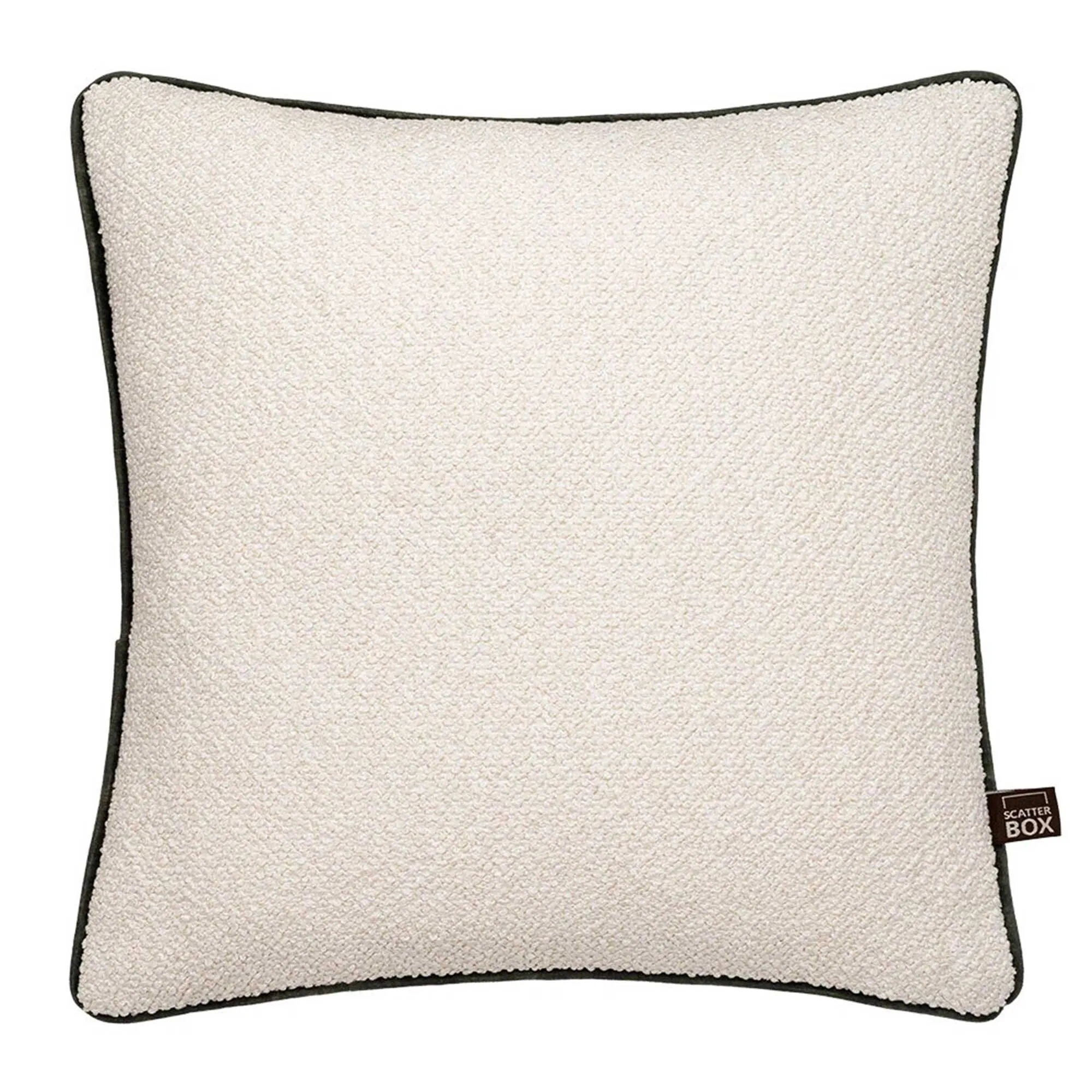 Black Edge Boucle Square Cushion - Neutral, Polyester image