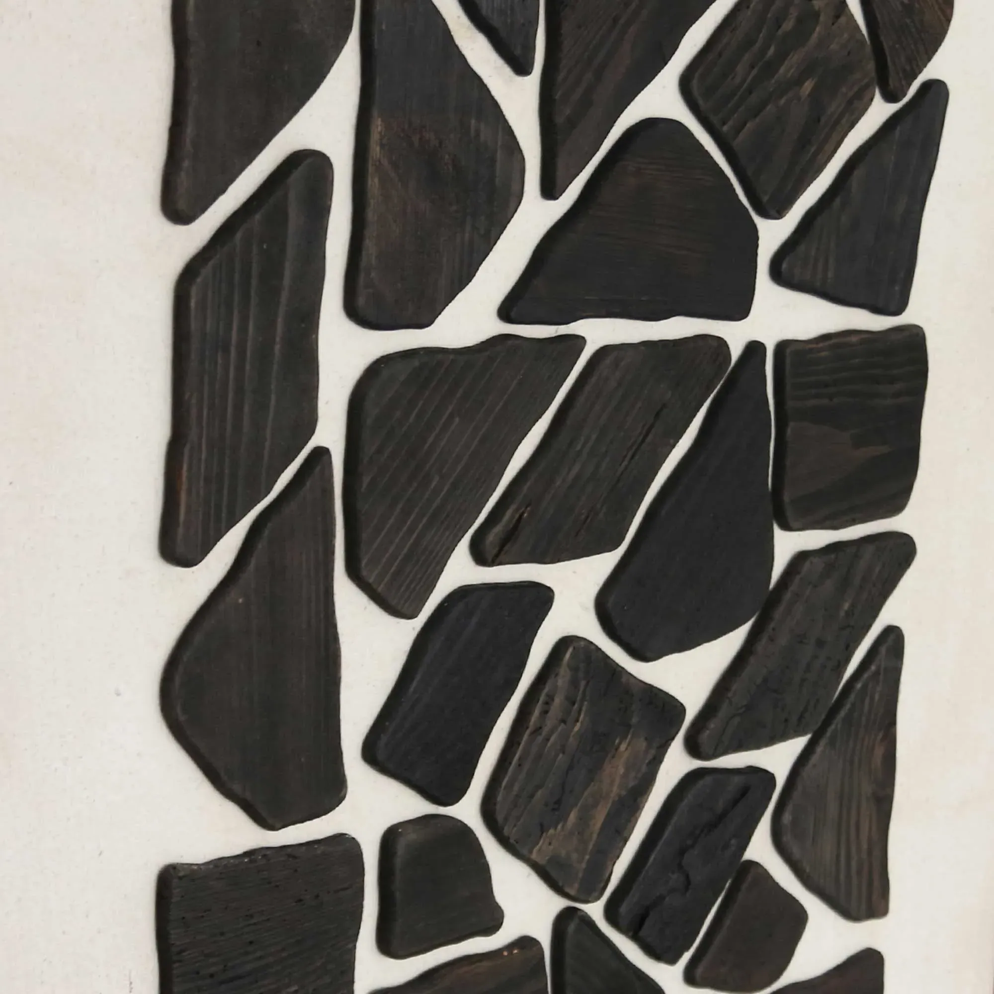 Black Mosaic Square Wall Art Print - Black, Wood