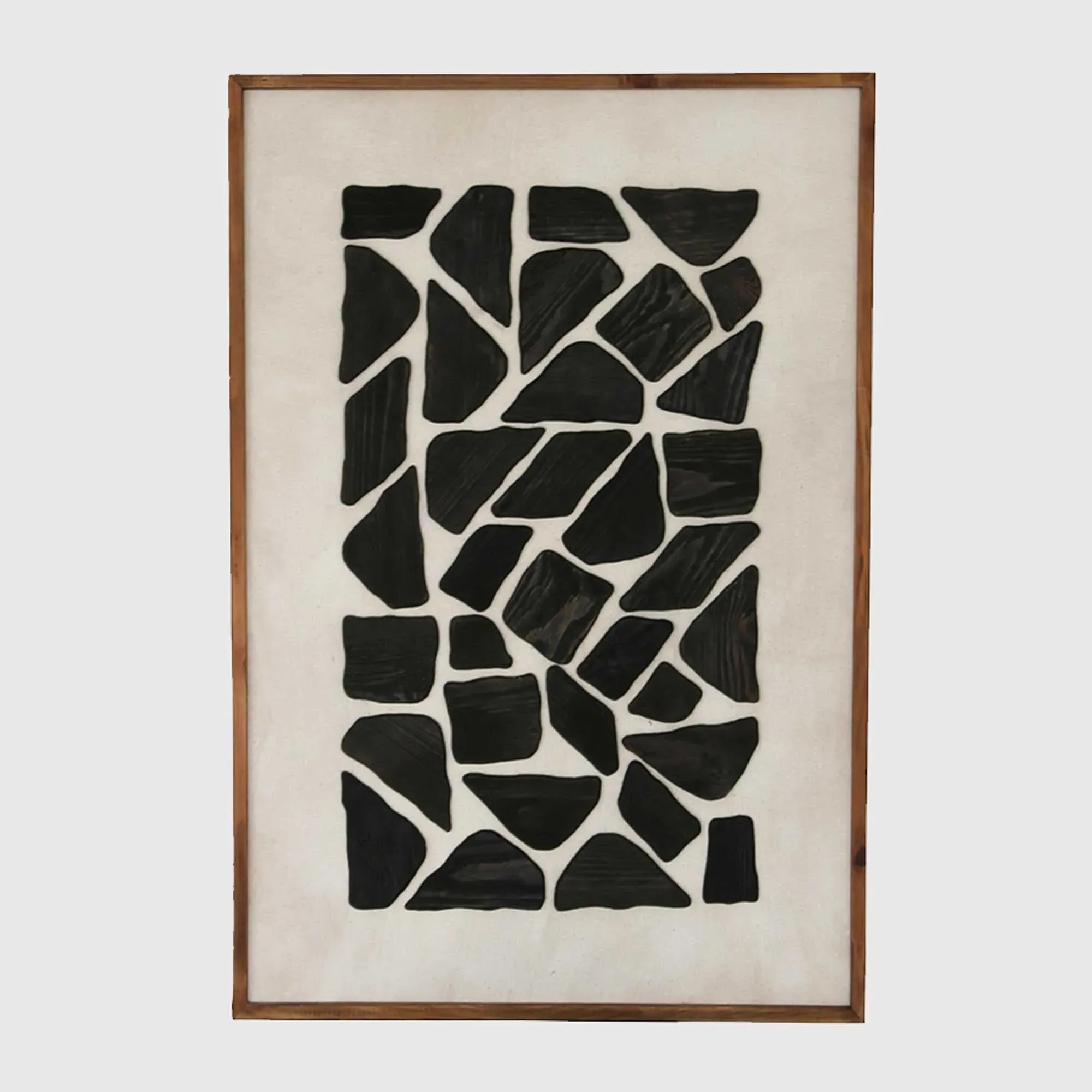 Black Mosaic Square Wall Art Print - Black, Wood image
