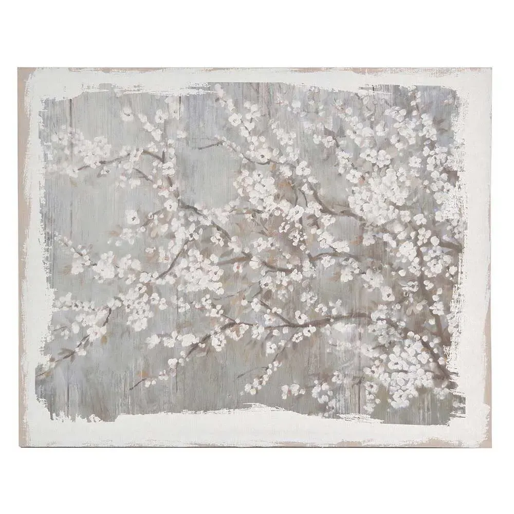 Blossom Bloom Square Picture Print - White, Linen image