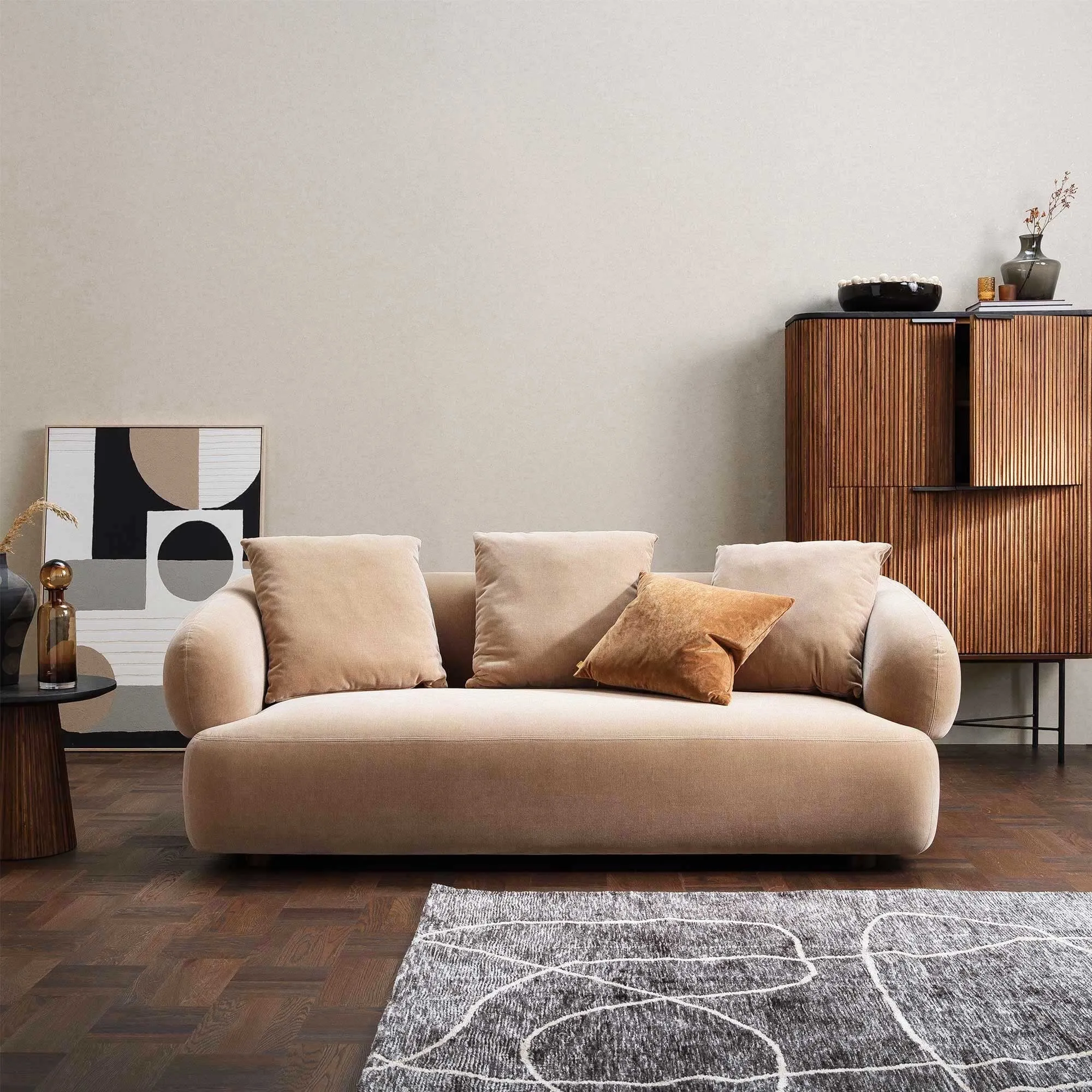 Blume 3-Seater Sofa - Brown, Fabric