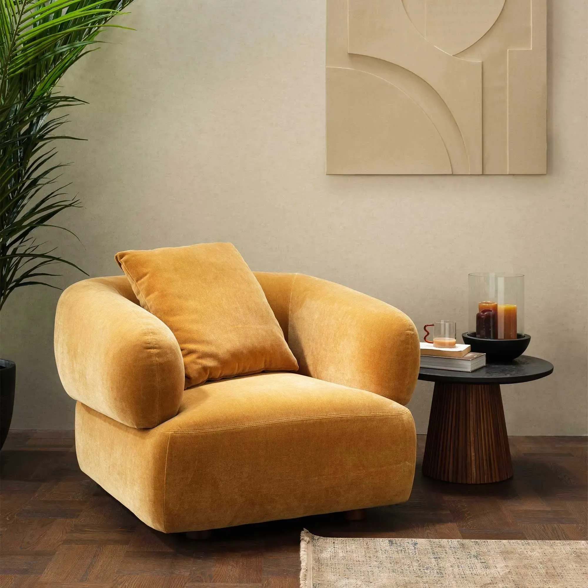 Blume Armchair - Brown, Fabric