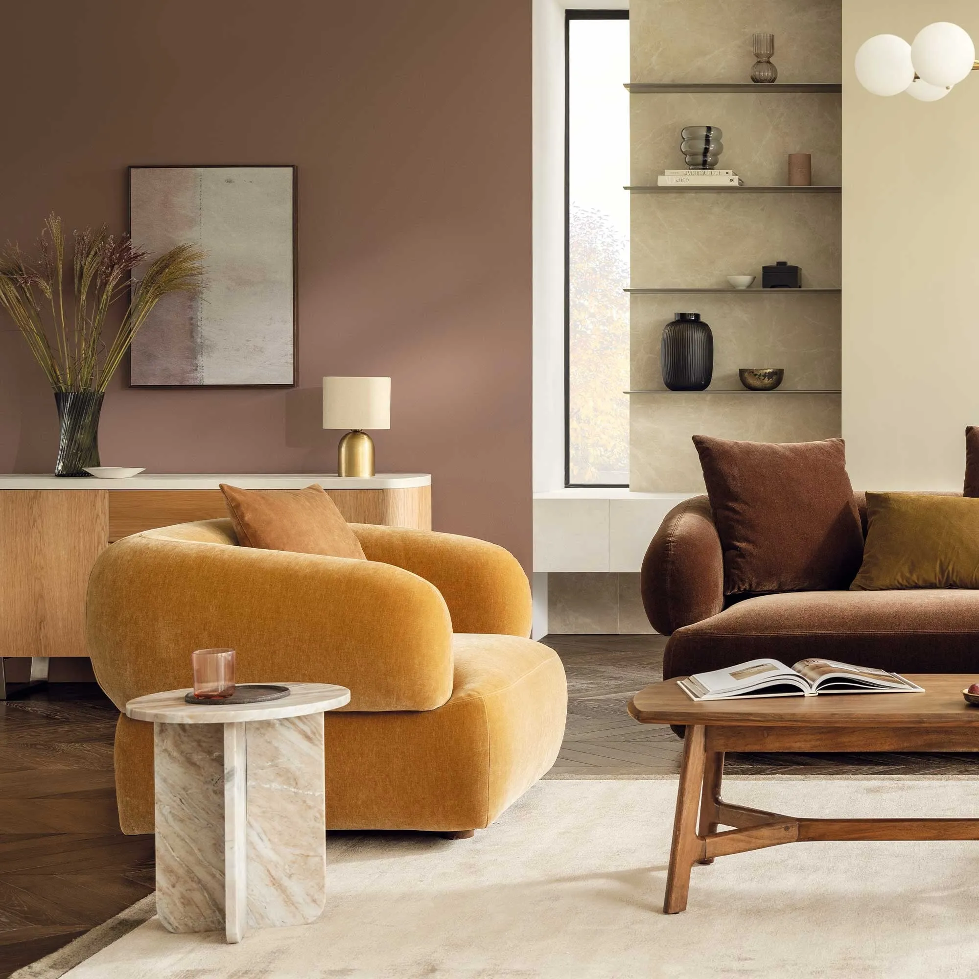 Blume Armchair - Brown, Fabric