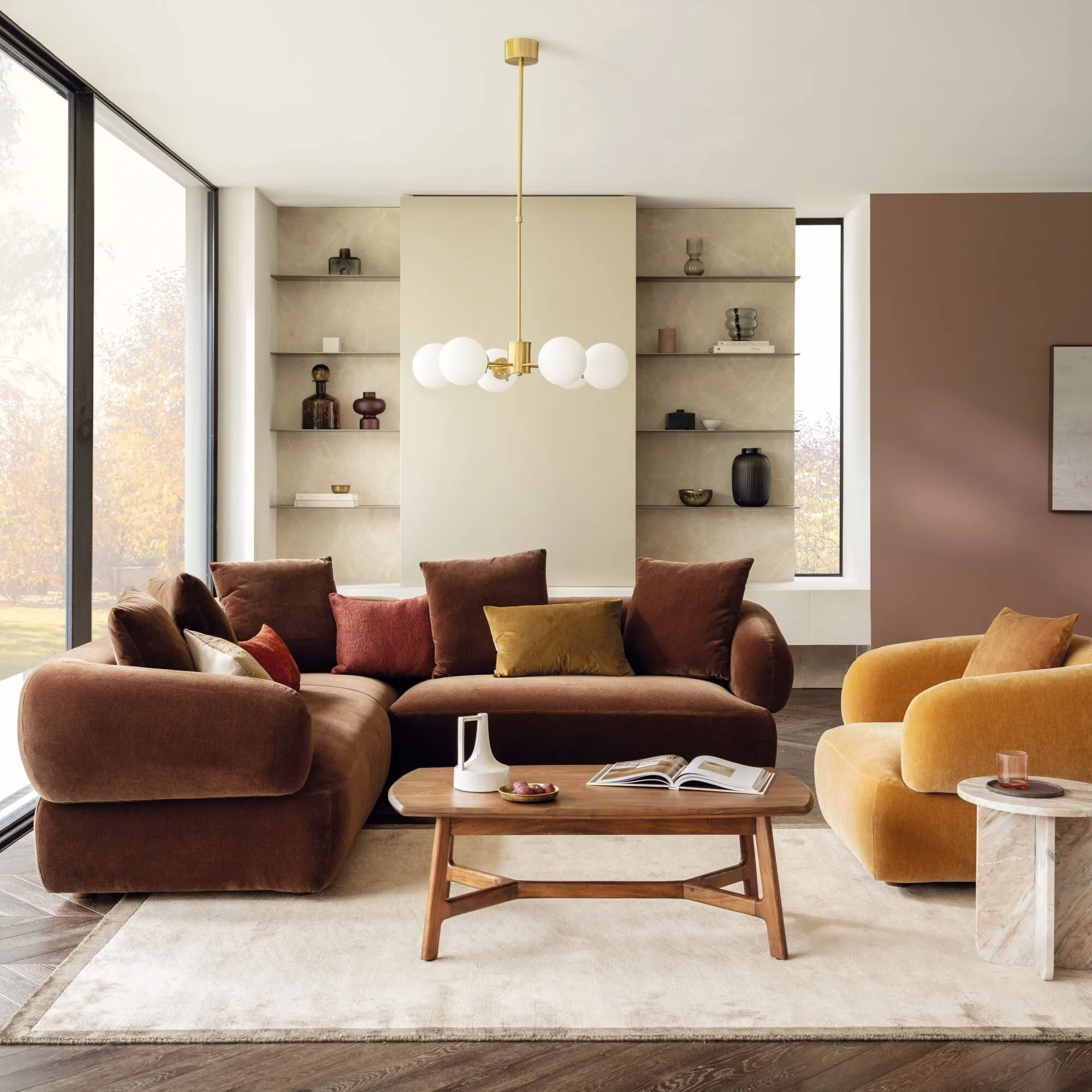 Blume LHF Chaise Corner Sofa - Brown