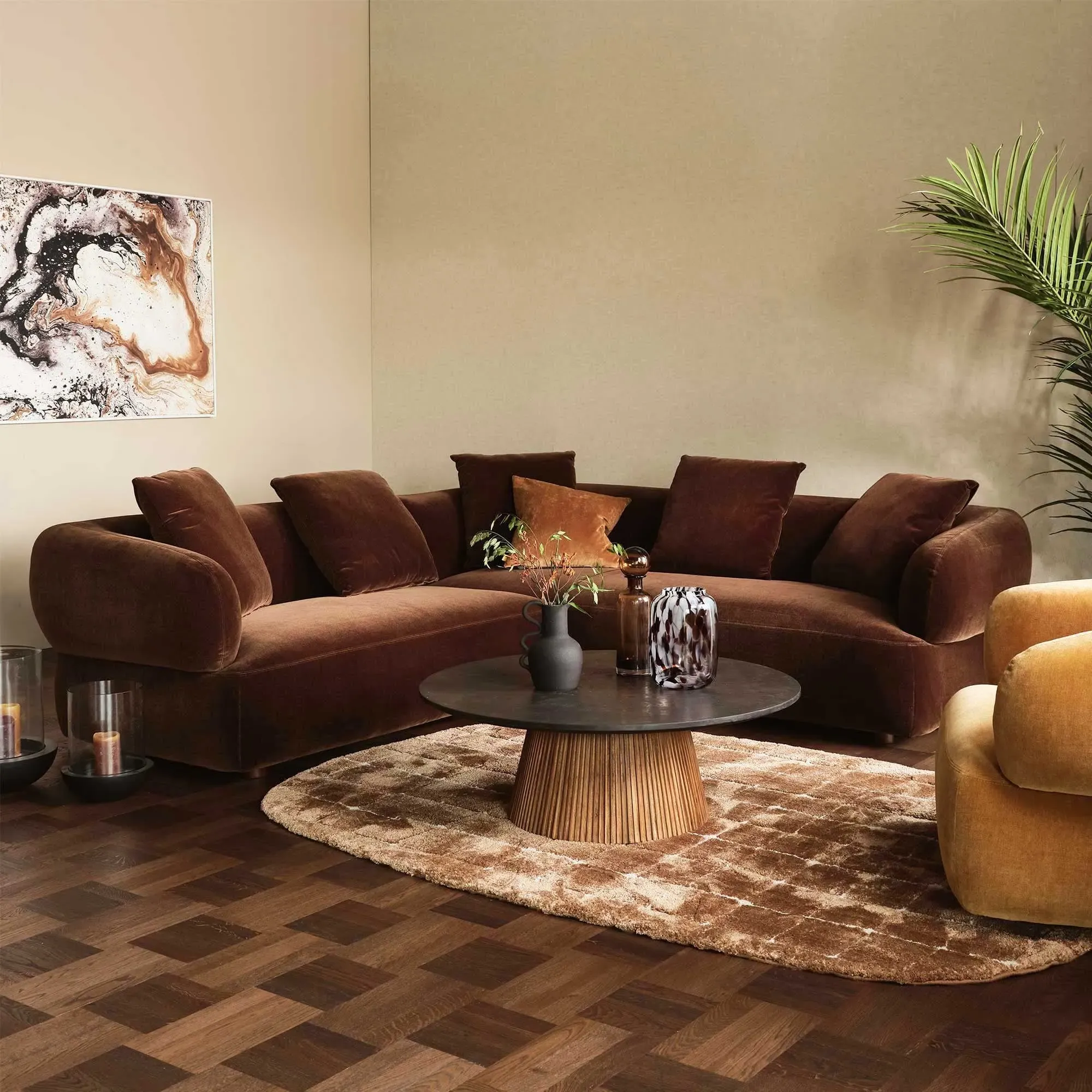 Blume LHF Chaise Corner Sofa - Brown