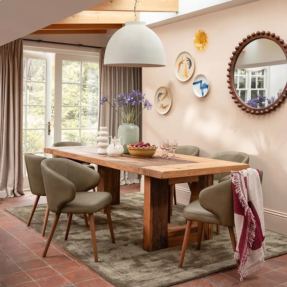 Bobble Round Mirror - Brown, Wood