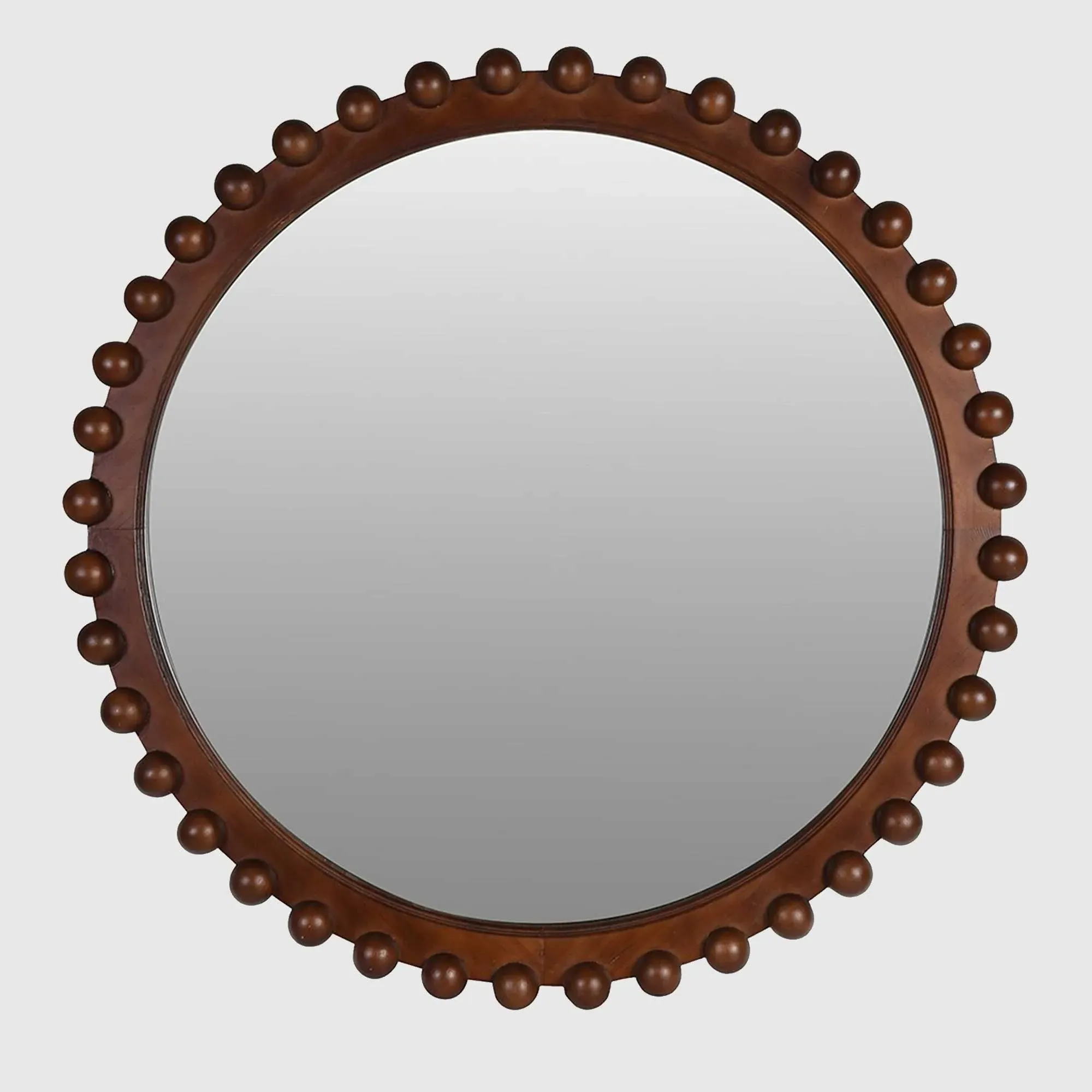 Bobble Round Mirror - Brown, Wood