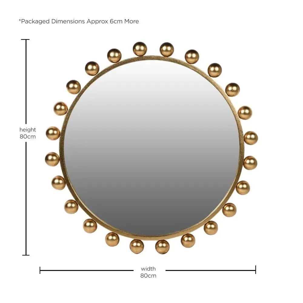 Bobble Round Mirror - Gold, Glass