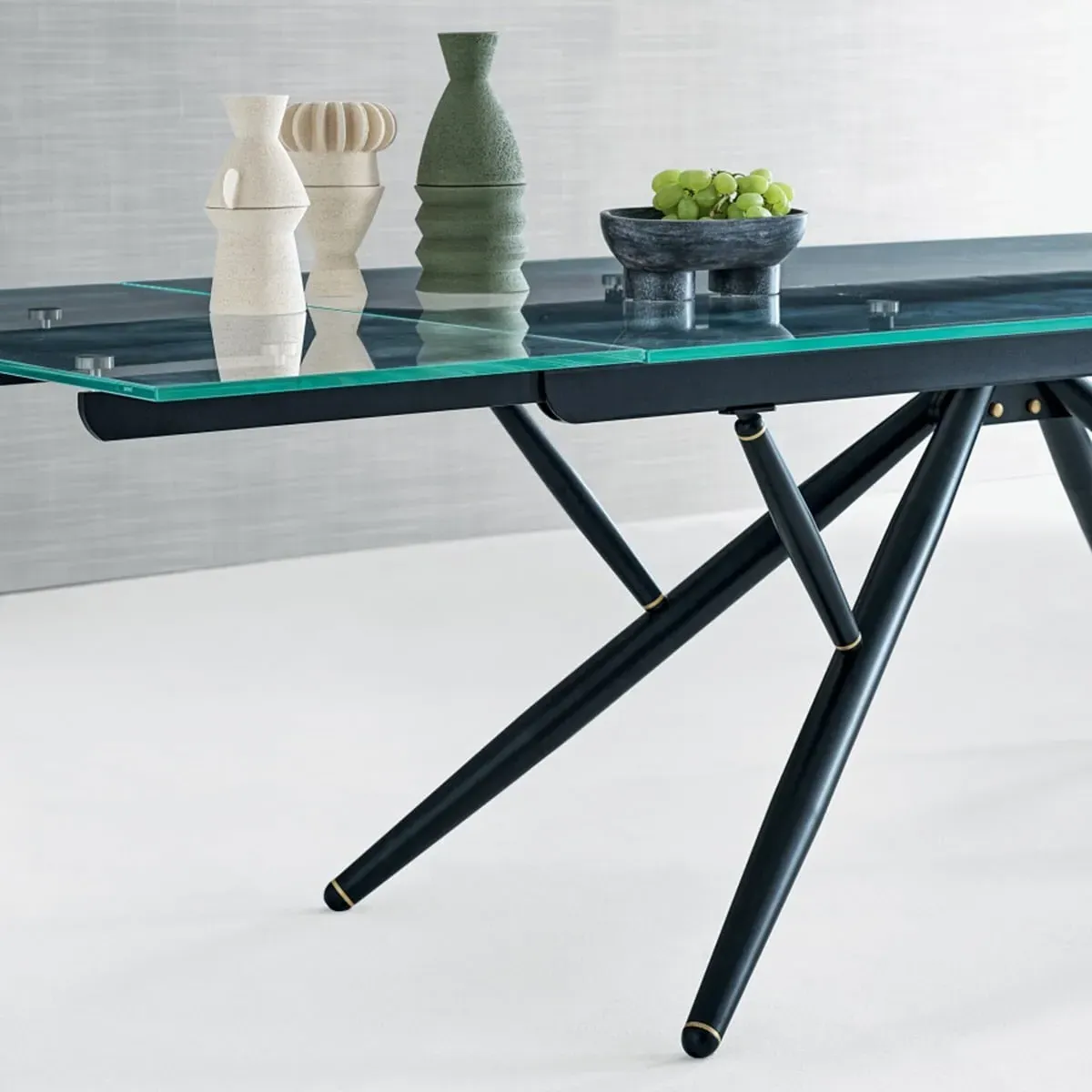 Bontempi Bridge Extendable Dining Table - Black, Glass