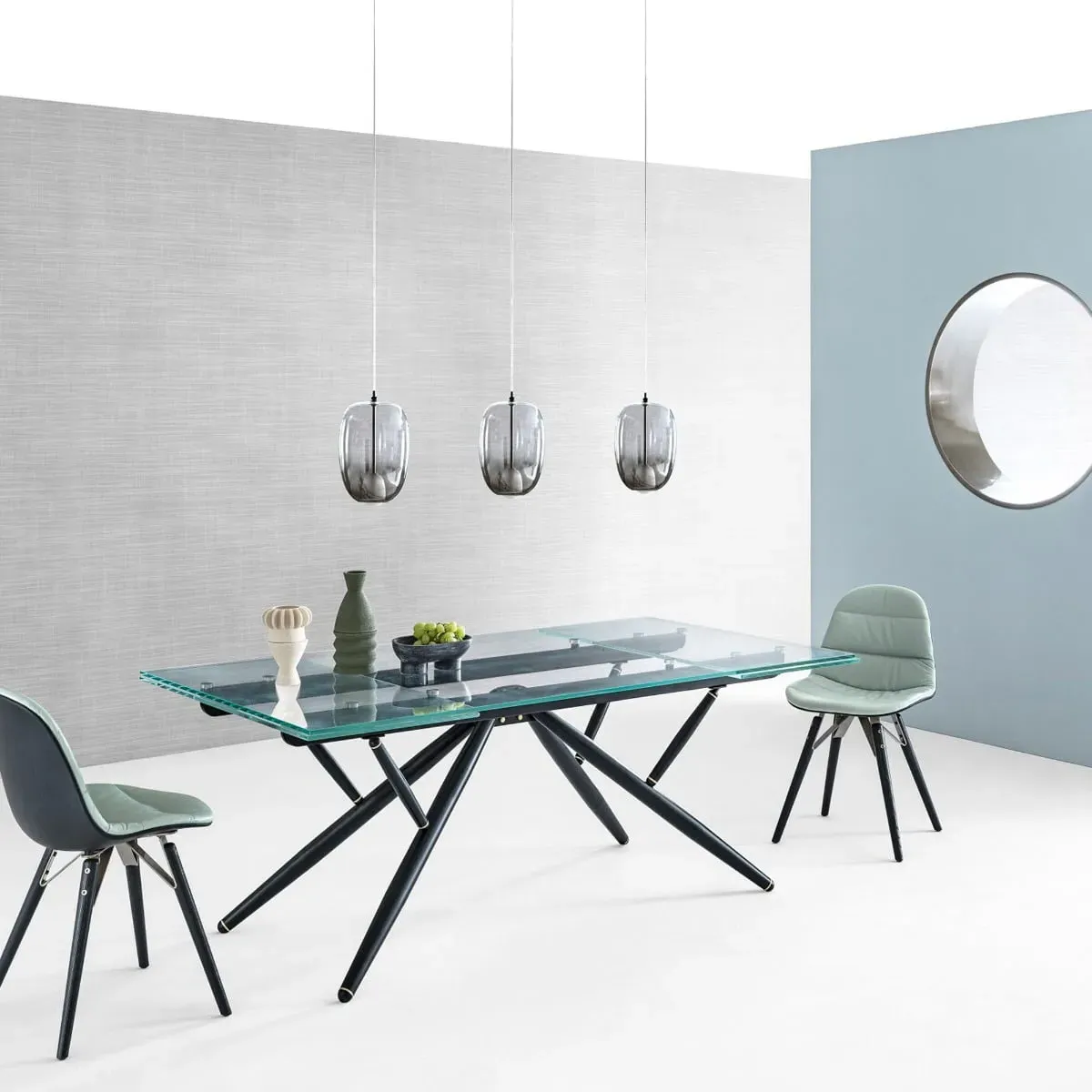 Bontempi Bridge Extendable Dining Table - Black, Glass