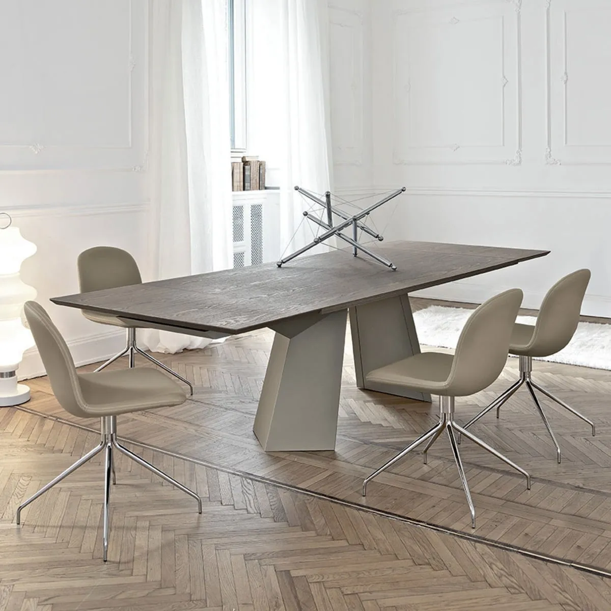 Bontempi Fiandre Extending Dining Table - Brown, Oak Veneer
