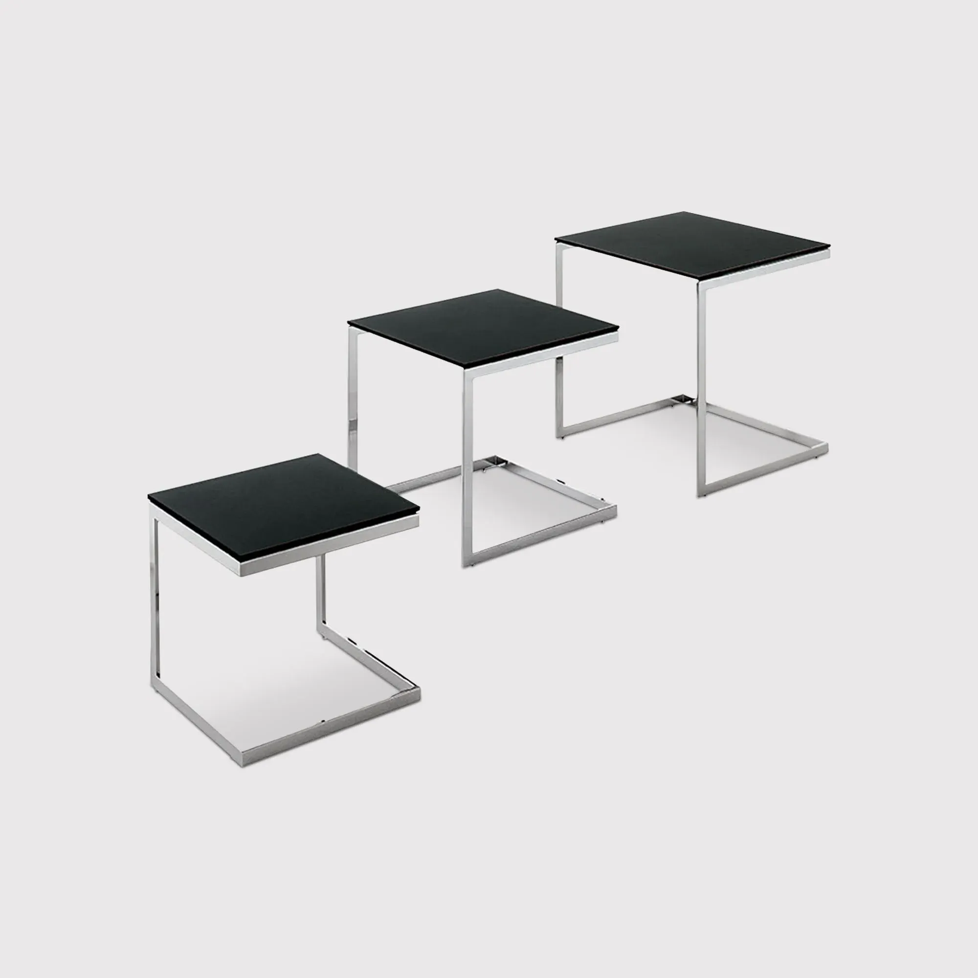 Bontempi Hip Hop Nest of Tables - Black, Glass image