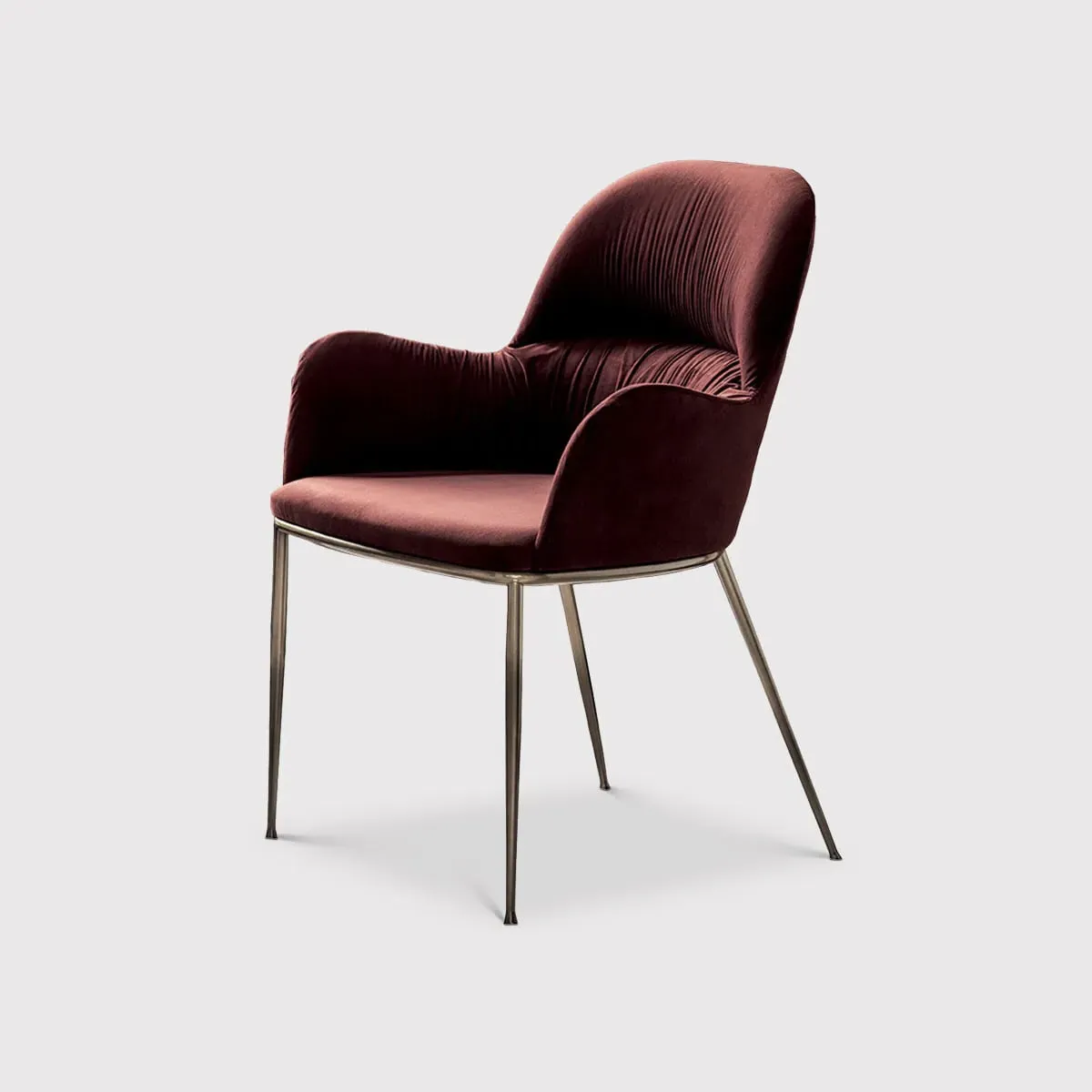 Bontempi Queen Dining Chair with Arms - Red, Velvet