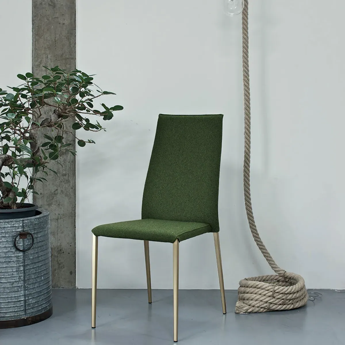 Bontempi Tai Dining Chair - Green, Fabric