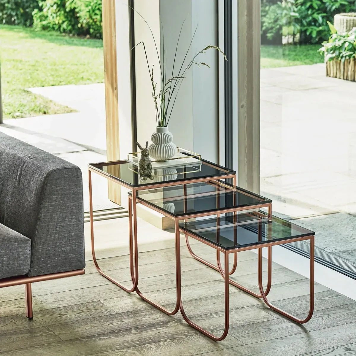 Bontempi Tokio Coffee Table Set - Black Glass image