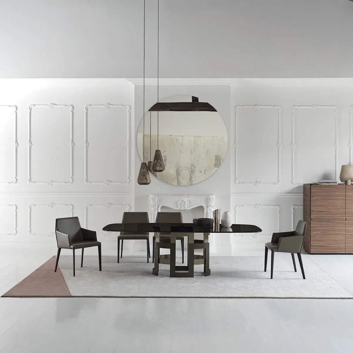 Bontempi Tondo Round Mirror - White Glass