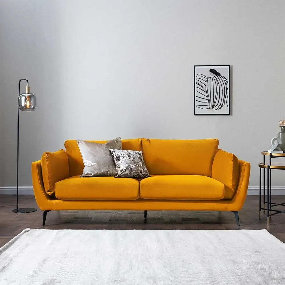 Boone 3-Seater Sofa - Yellow, Fabric