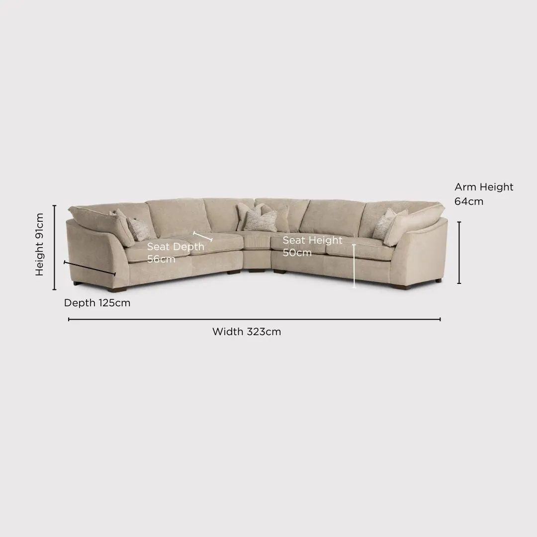 Borelly Large Corner Sofa - Grey, Fabric