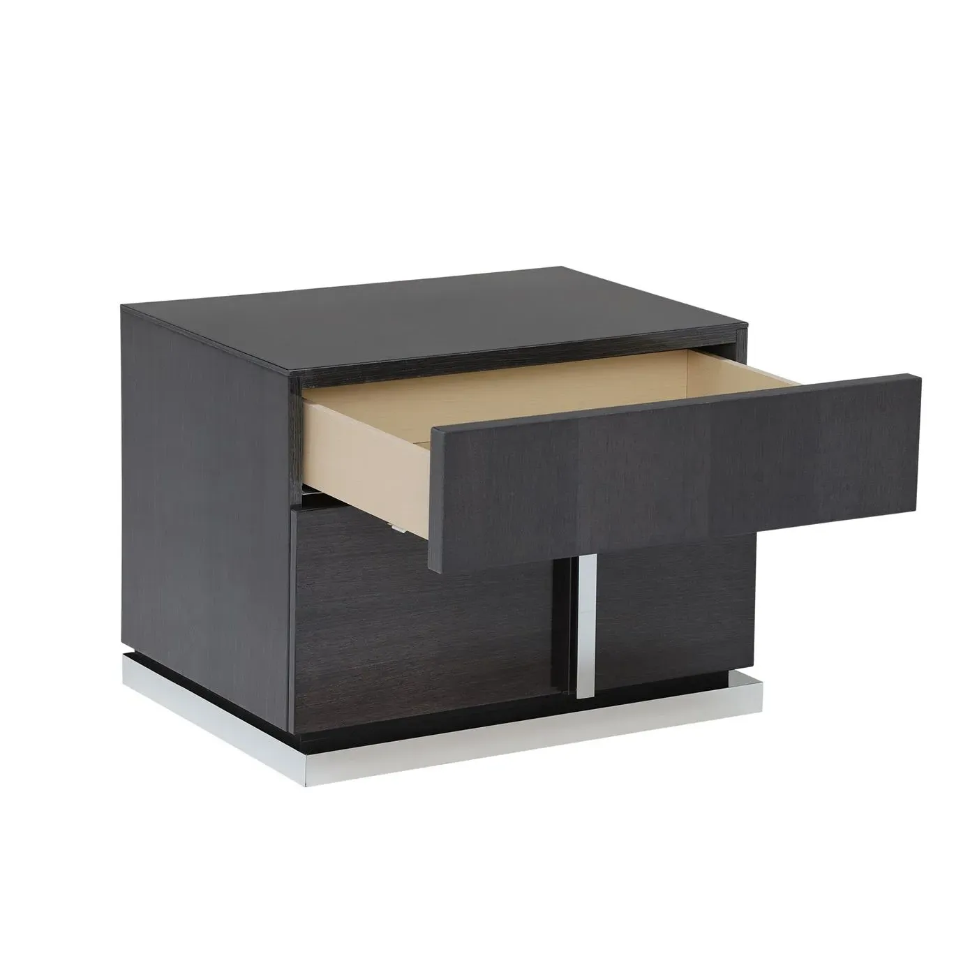 Borgia 2 Drawer Night Stand - Grey Gloss, Koto Wood