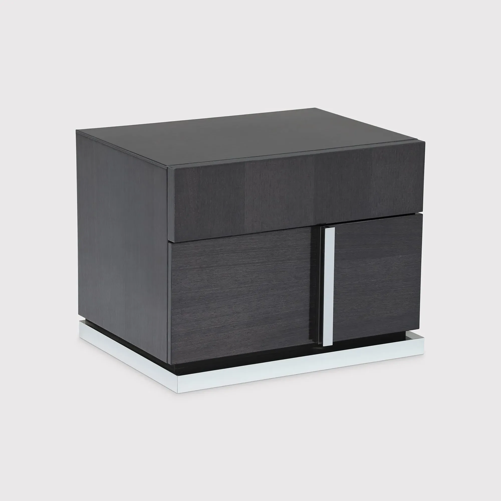 Borgia 2 Drawer Night Stand - Grey Gloss, Koto Wood image