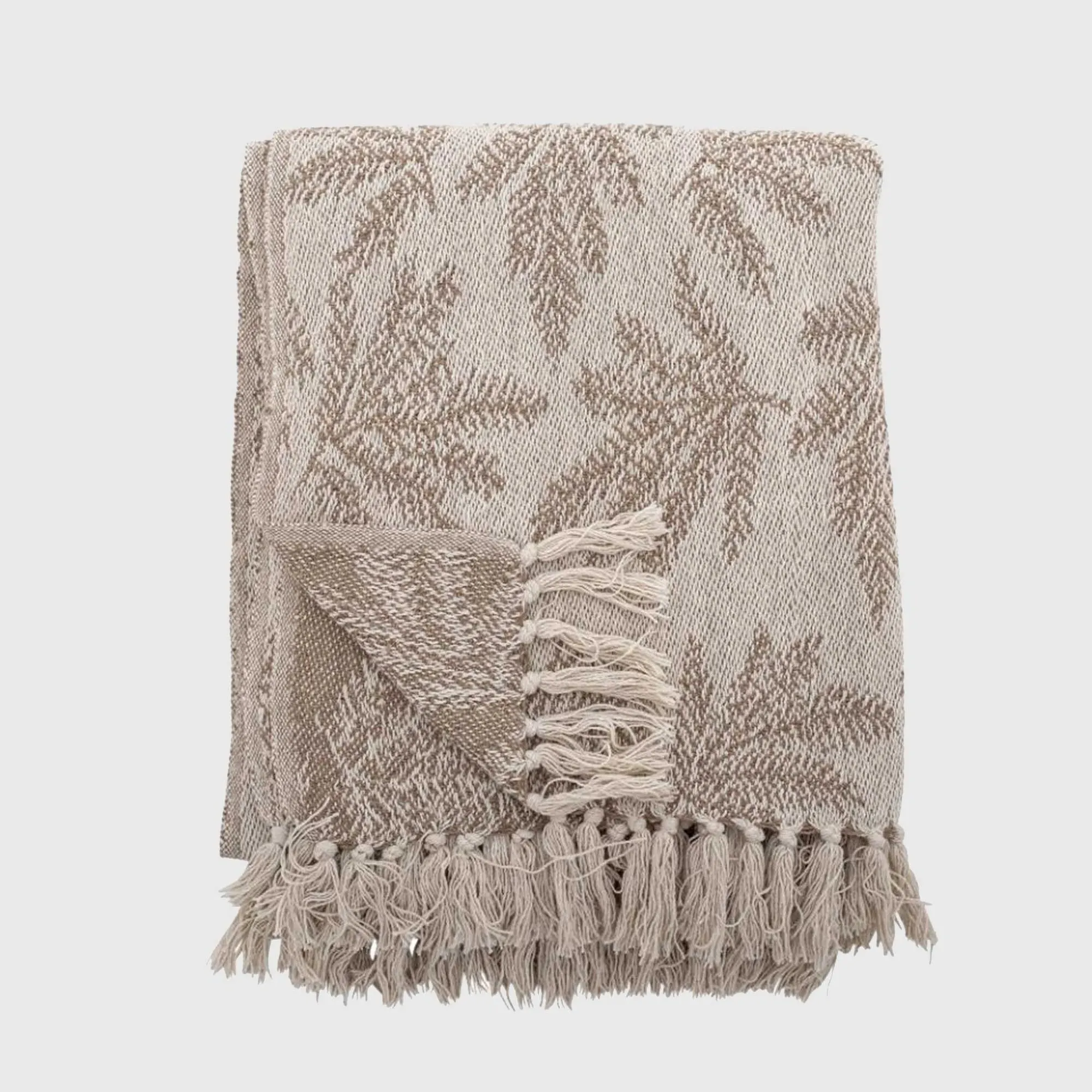 Botanical Plaid Throw - Neutral, Cotton Blend image