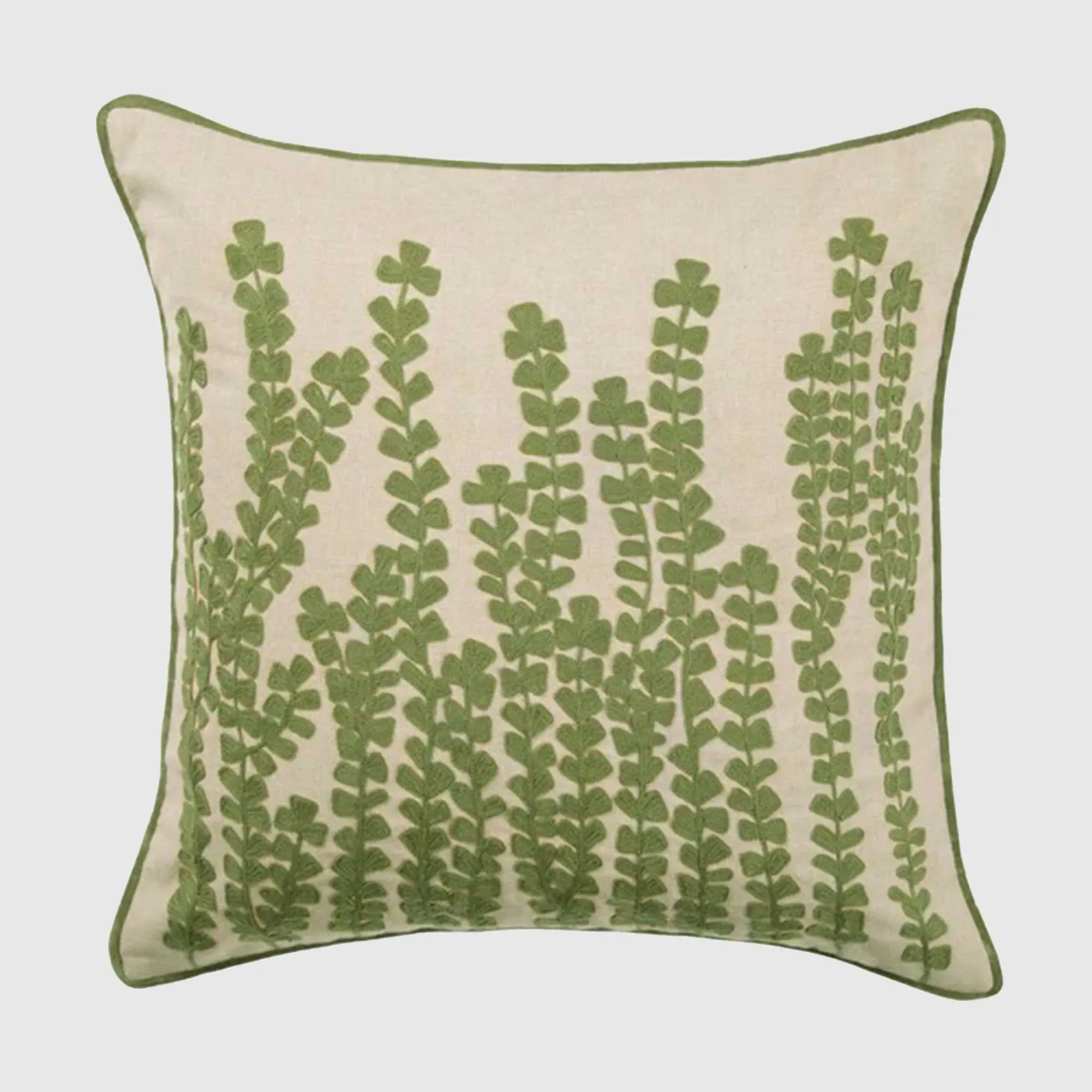 Botanical Sage Square Cushion - Green, Cotton Blend image
