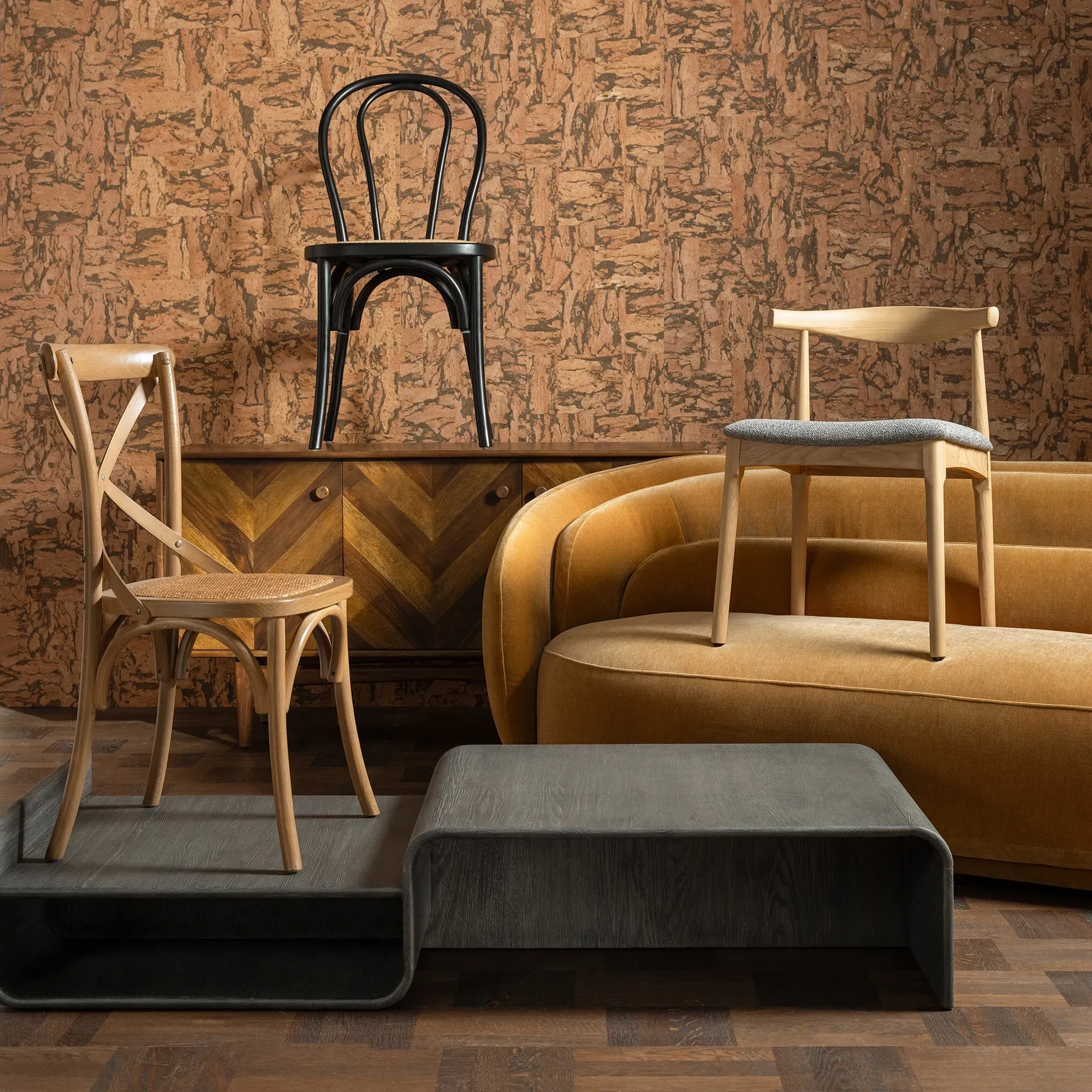 Bourges Dining Chair - Black, Rattan