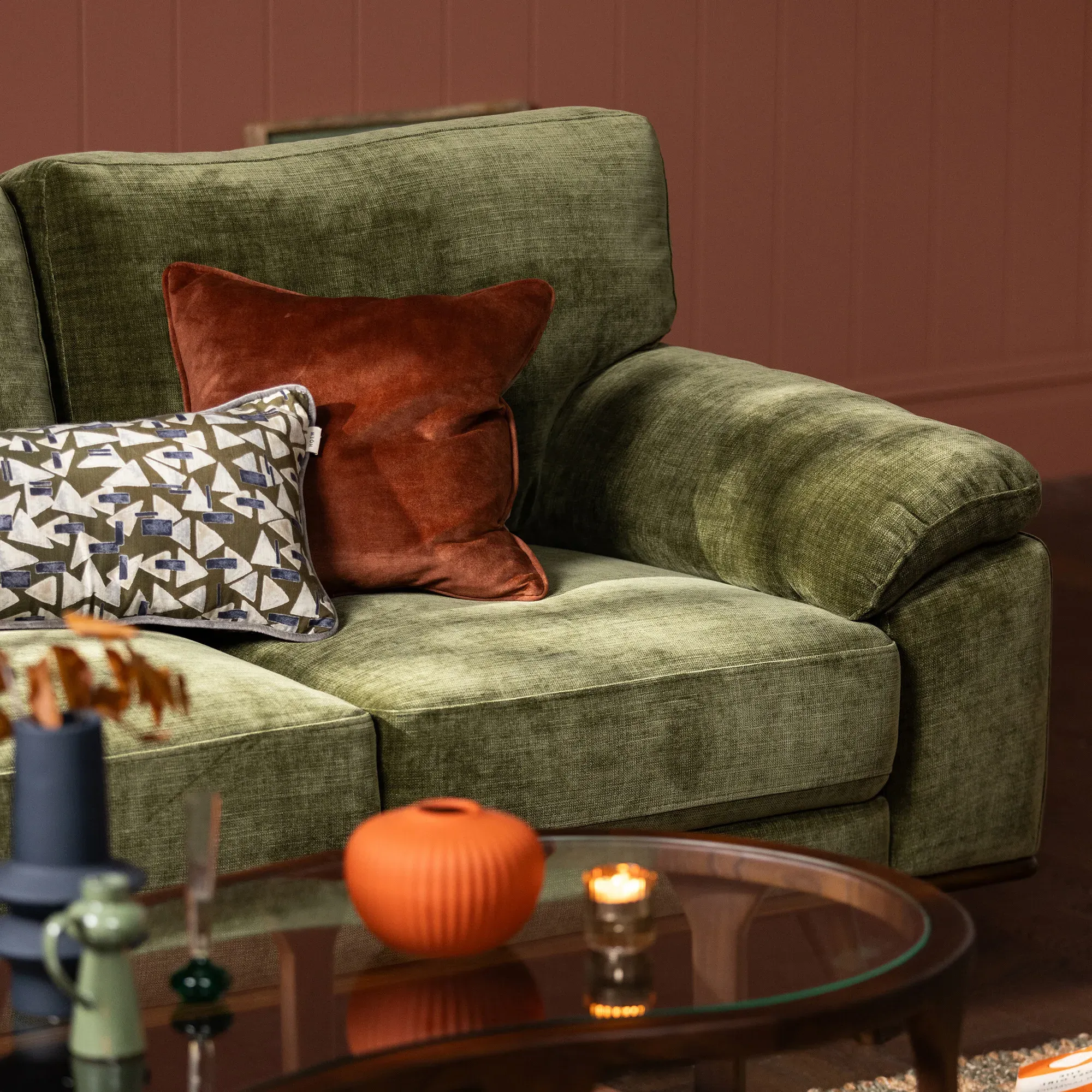Bowes 3-Seater Sofa - Green, Fabric