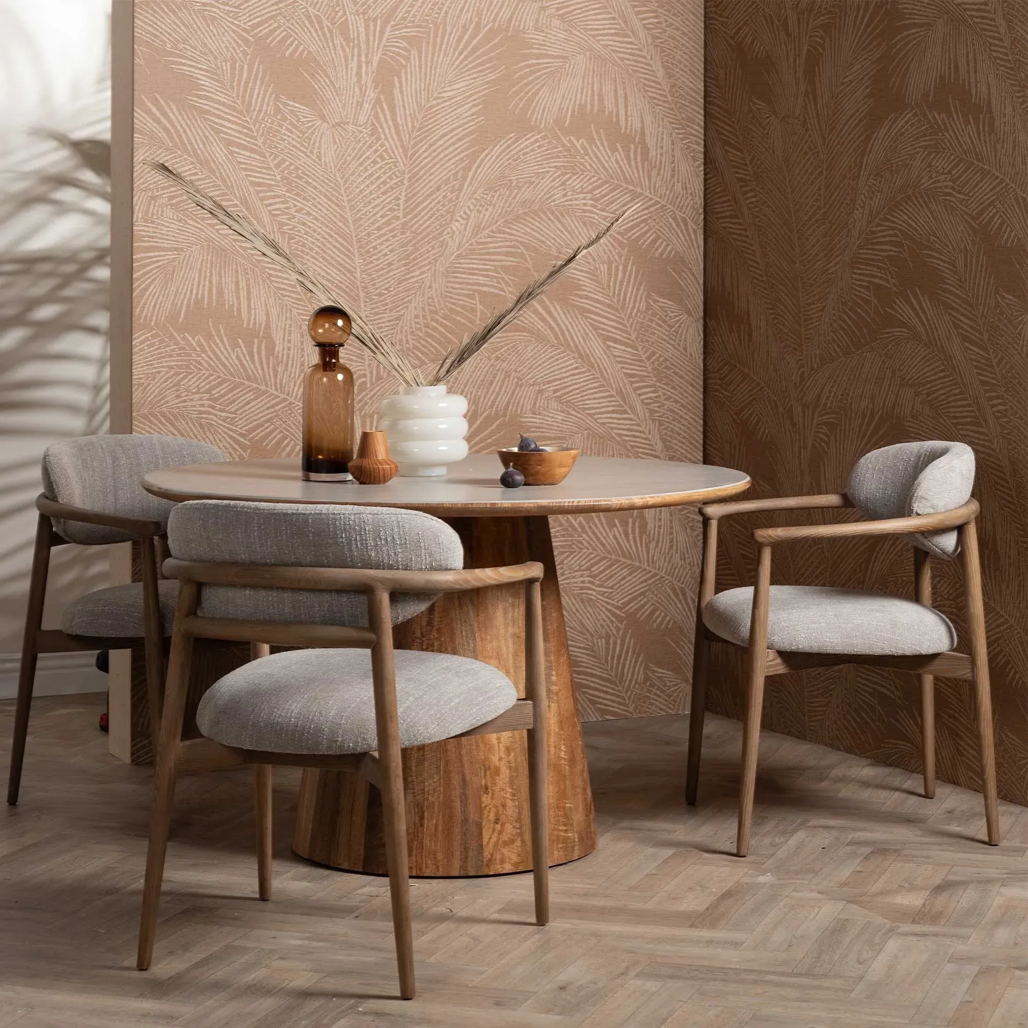 Brading Dining Chair with Arms - Neutral, Fabric