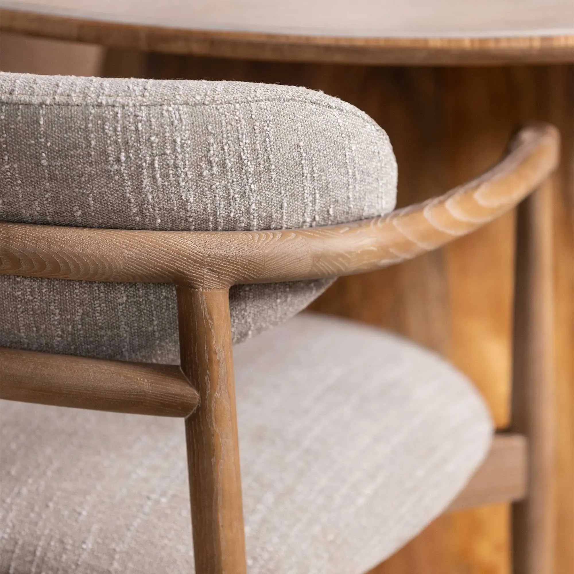 Brading Dining Chair with Arms - Neutral, Fabric