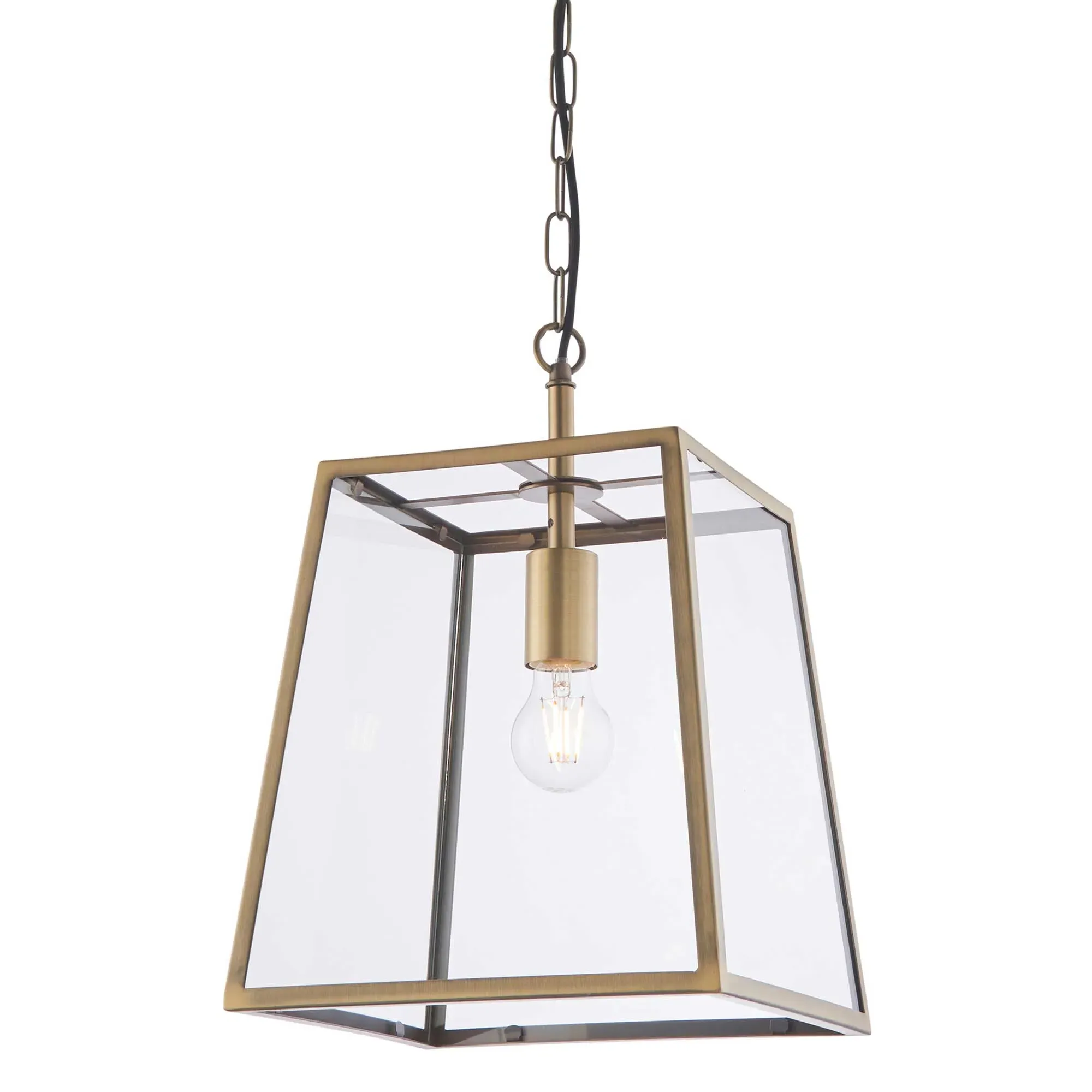 Brass Lantern Pendant Light - Gold, Glass