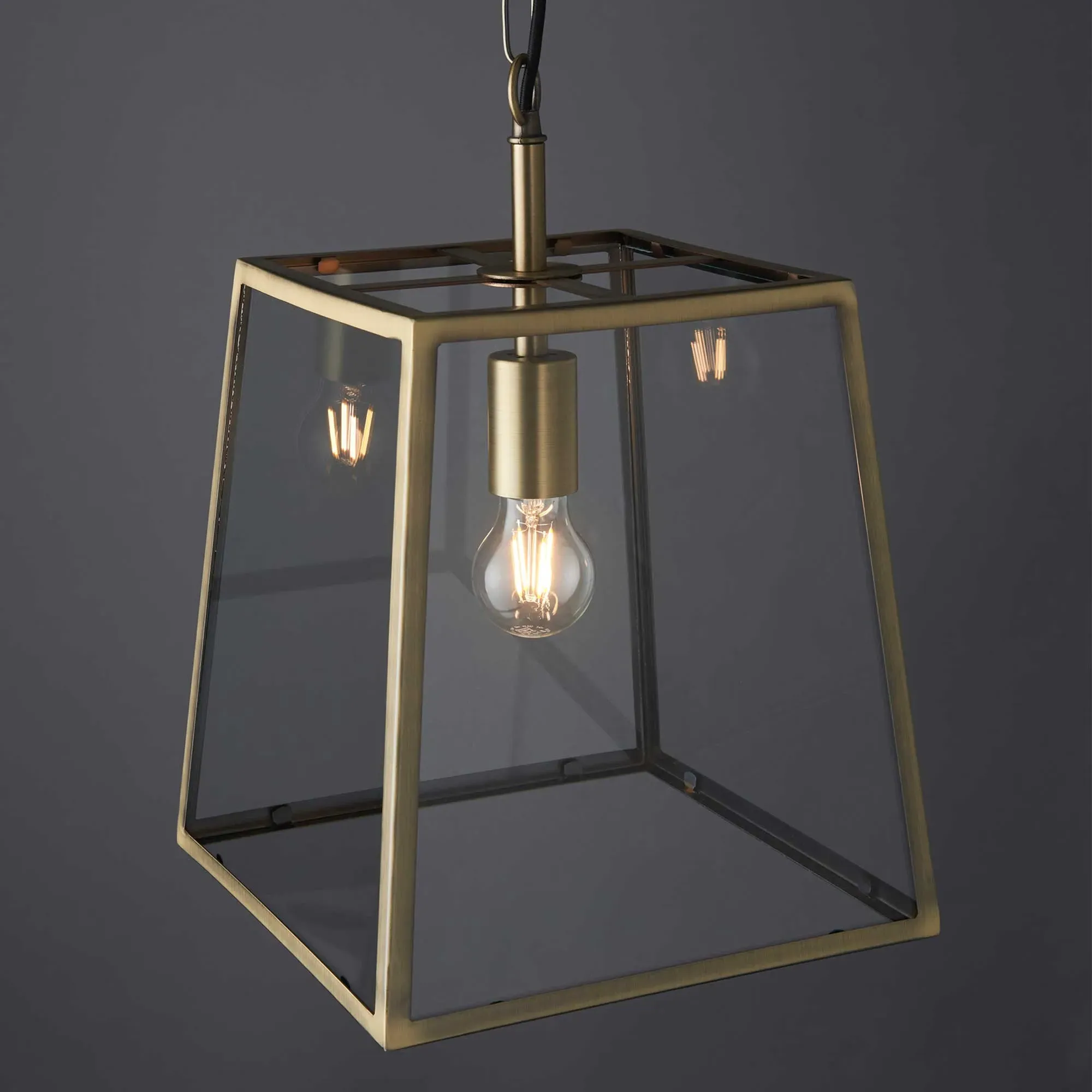 Brass Lantern Pendant Light - Gold, Glass