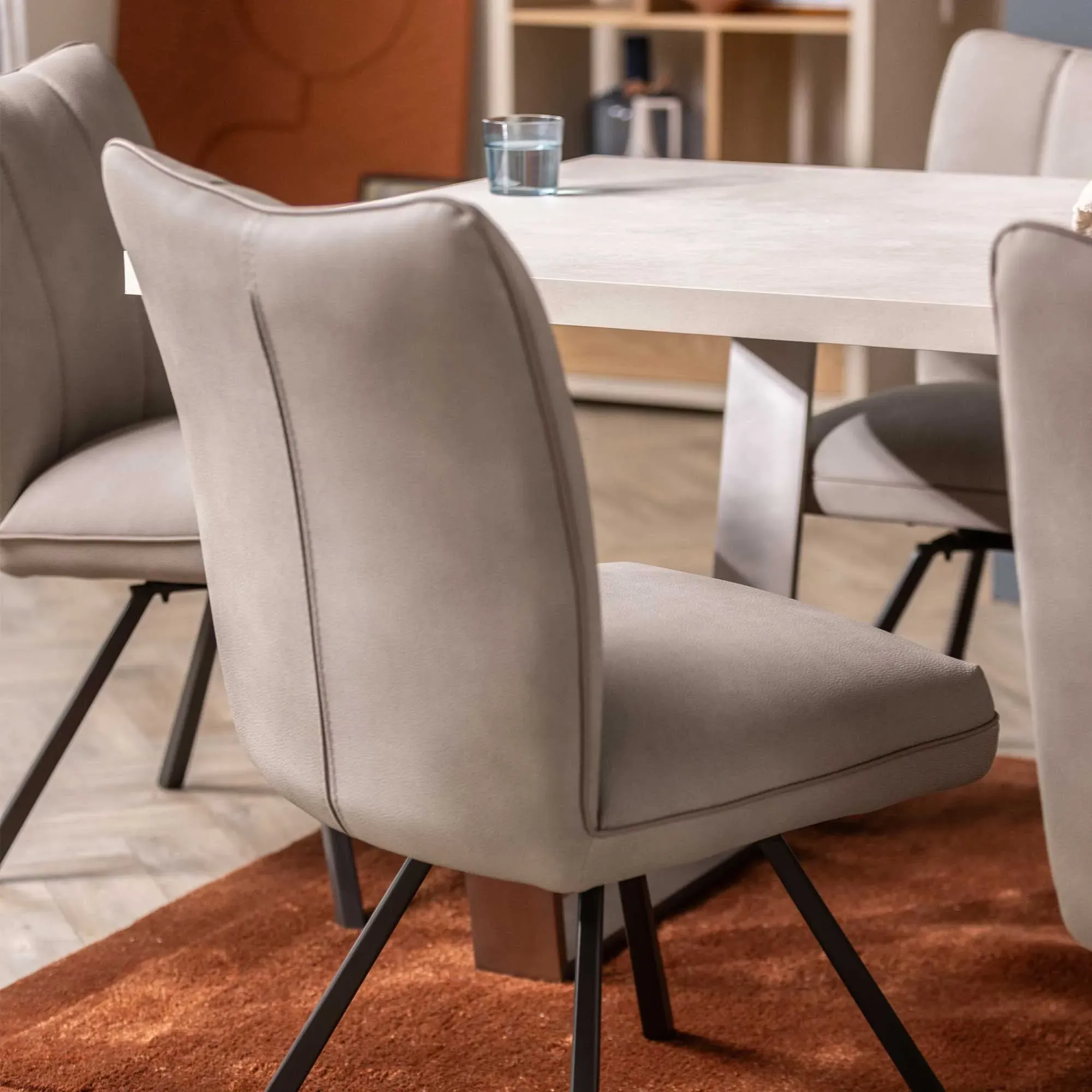 Bridgford Swivel Dining Chair - Neutral, Faux Leather