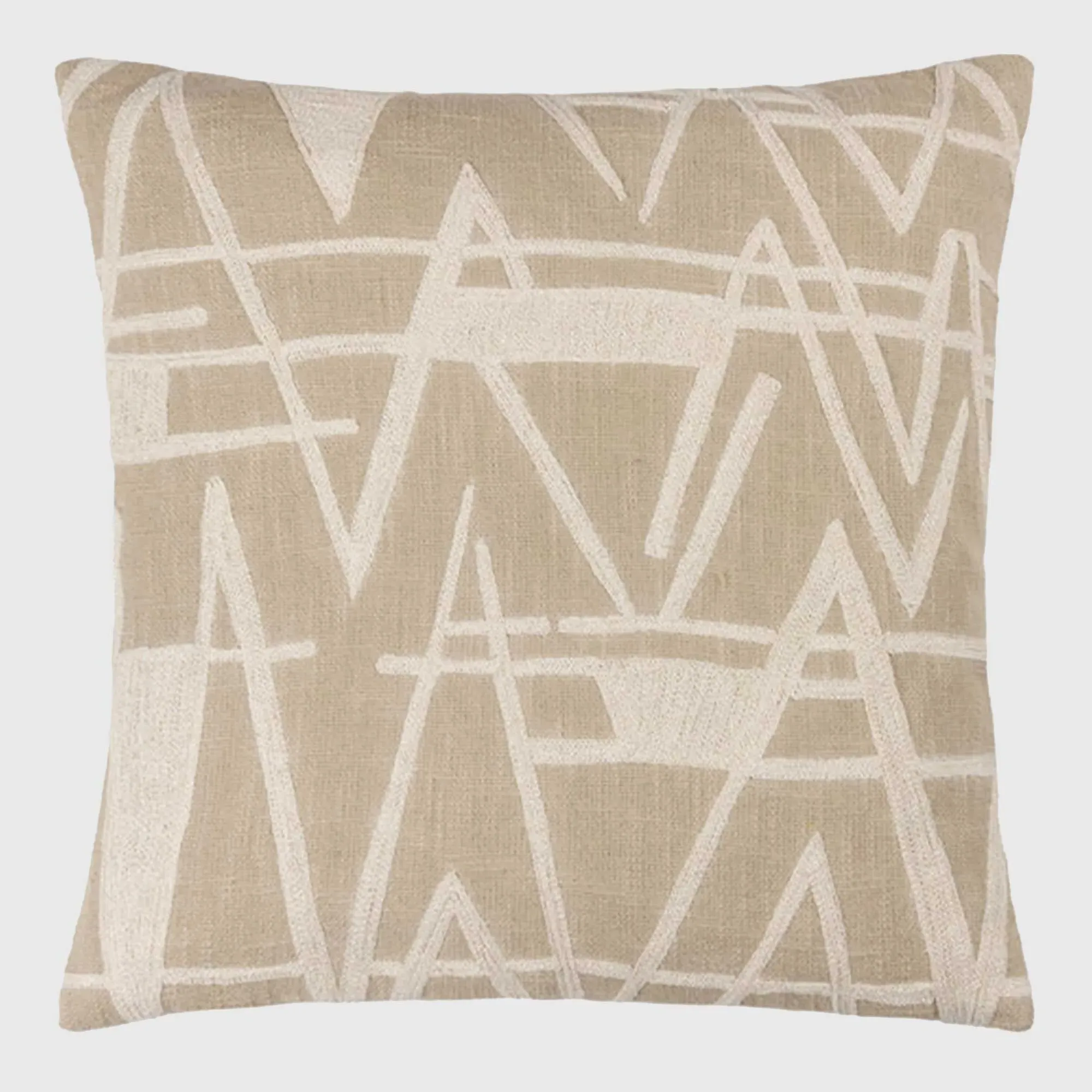 Brittany Geometric Square Cushion - Neutral, Cotton