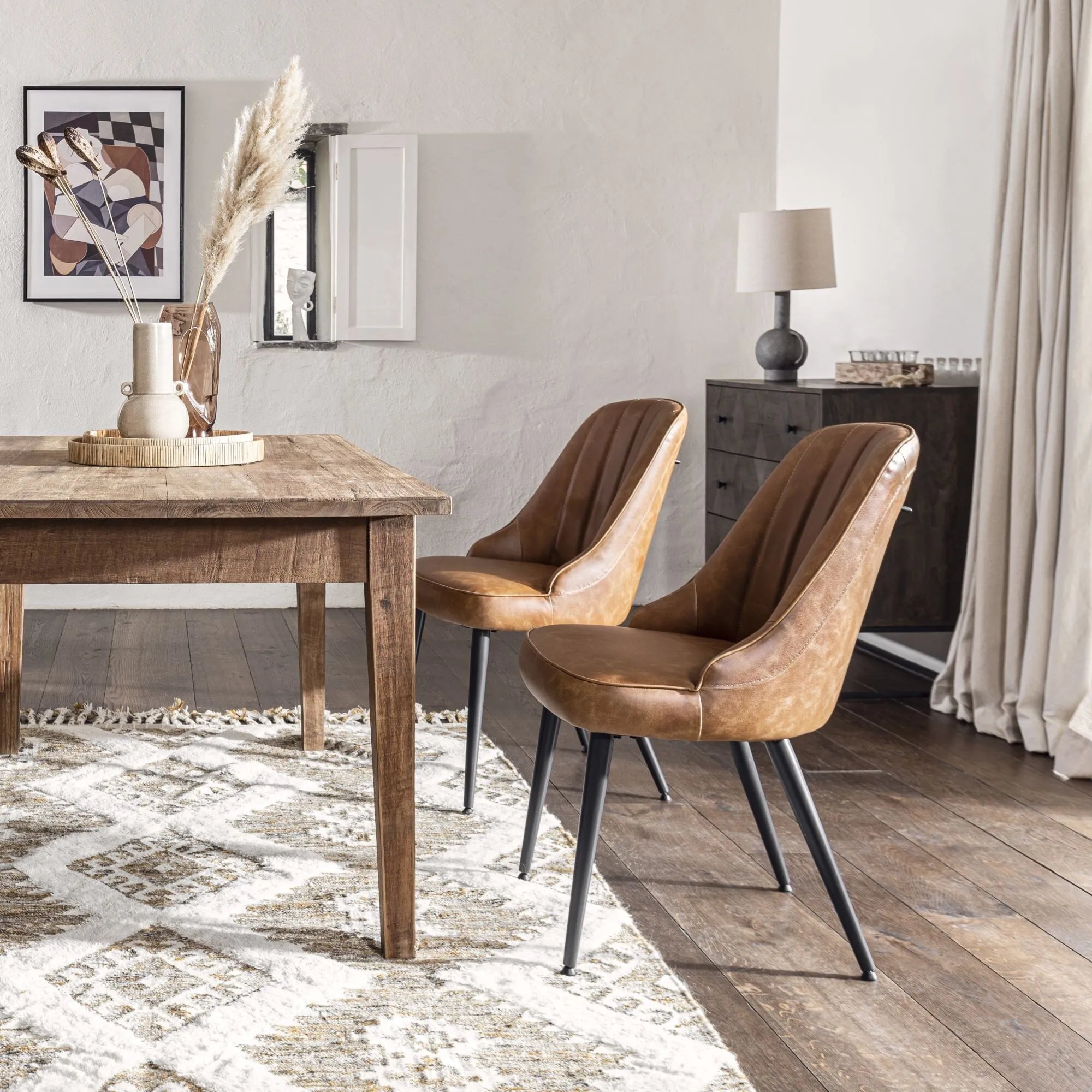 Brockwell Dining Chair - Brown, Faux Leather