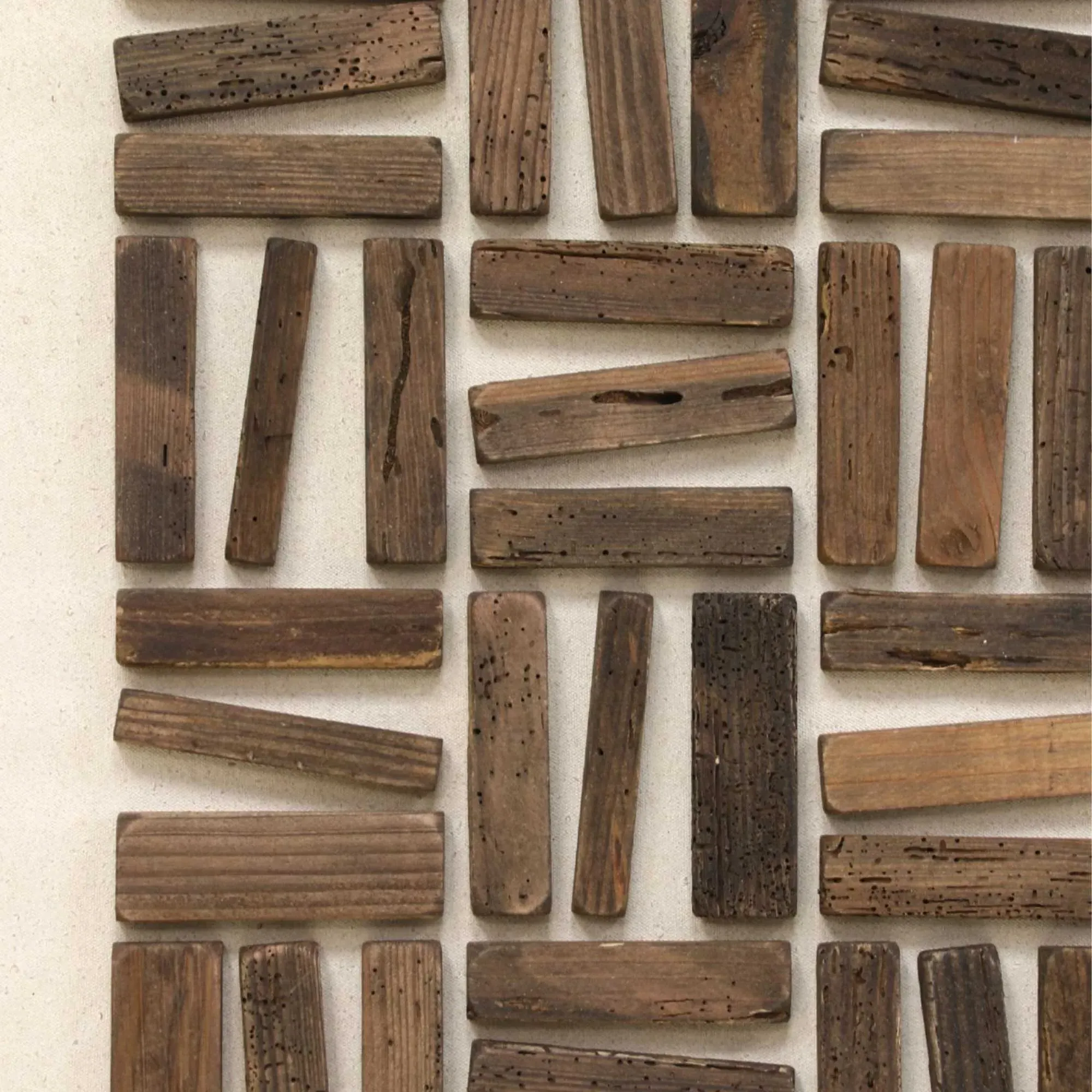 Brown Grid Square Wall Art Print - Brown, Pine