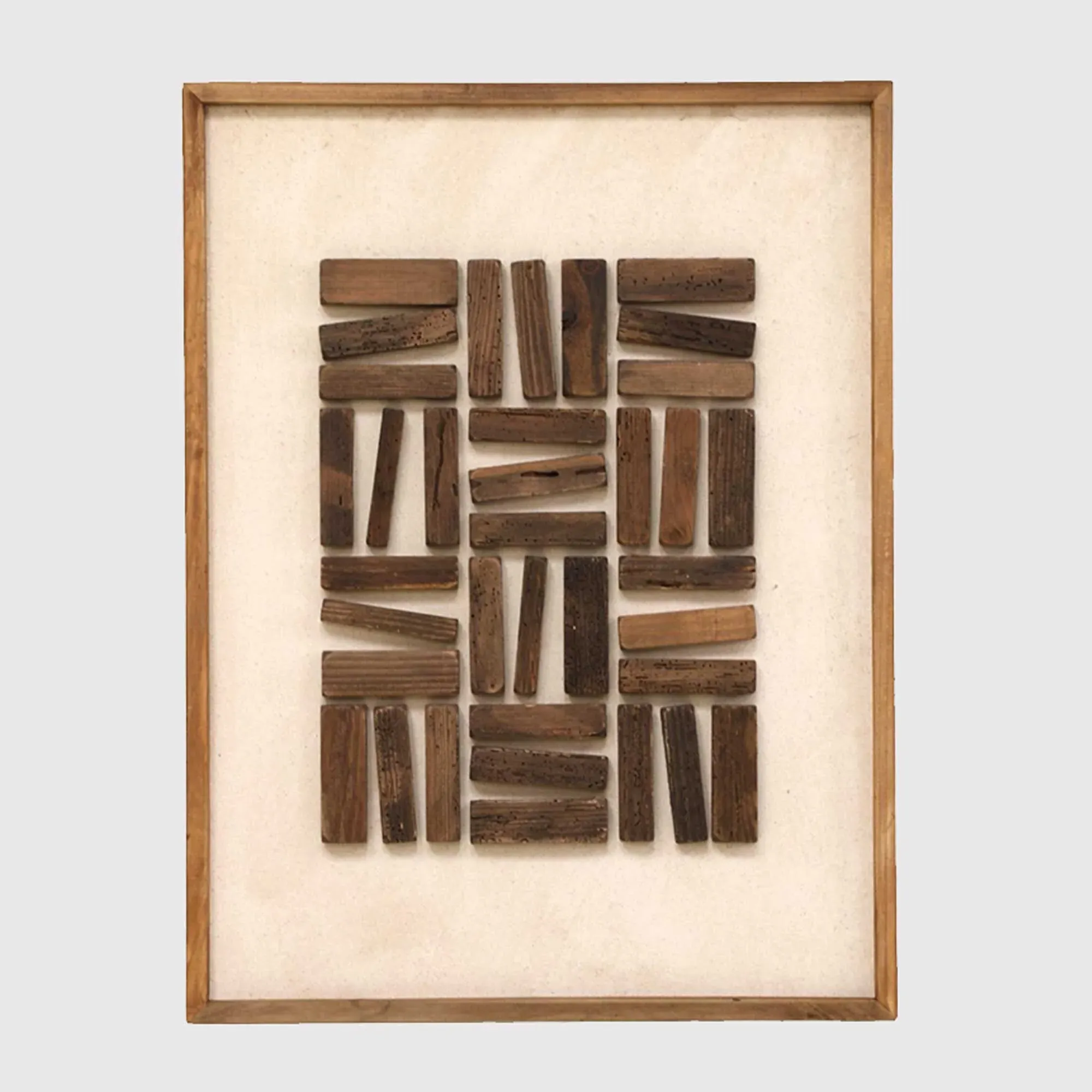 Brown Grid Square Wall Art Print - Brown, Pine image