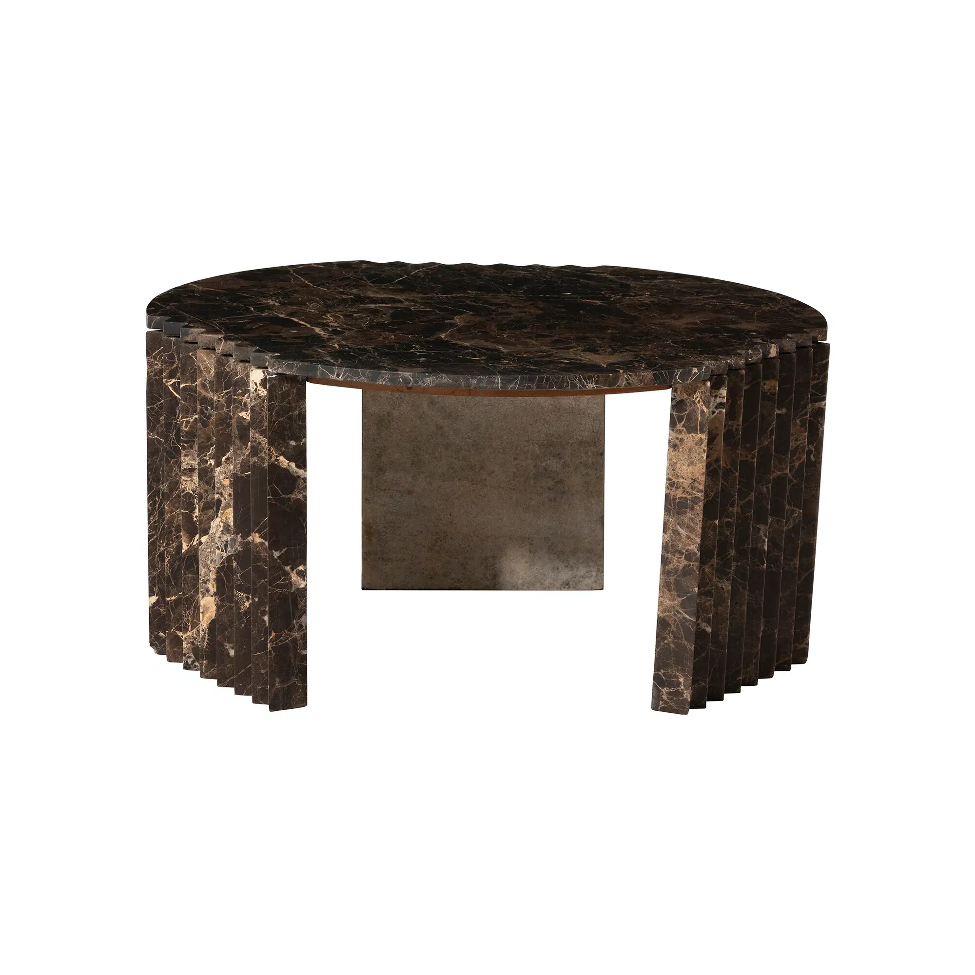 Bruni Round Coffee Table - Brown, Marble