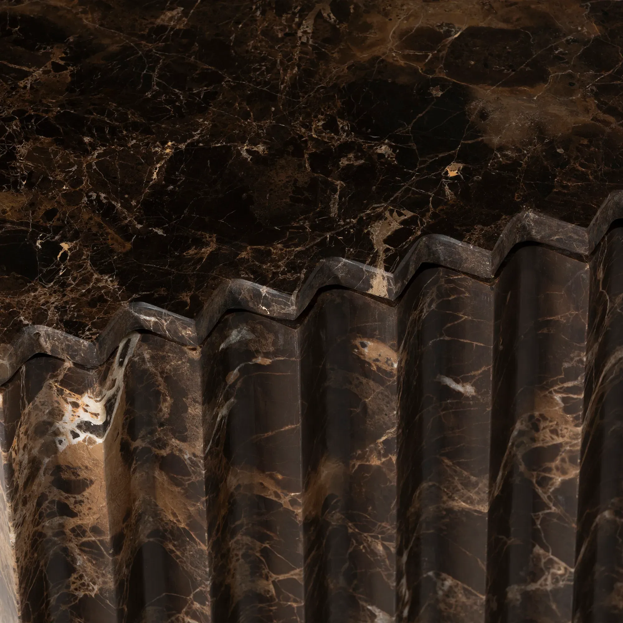 Bruni Round Coffee Table - Brown, Marble