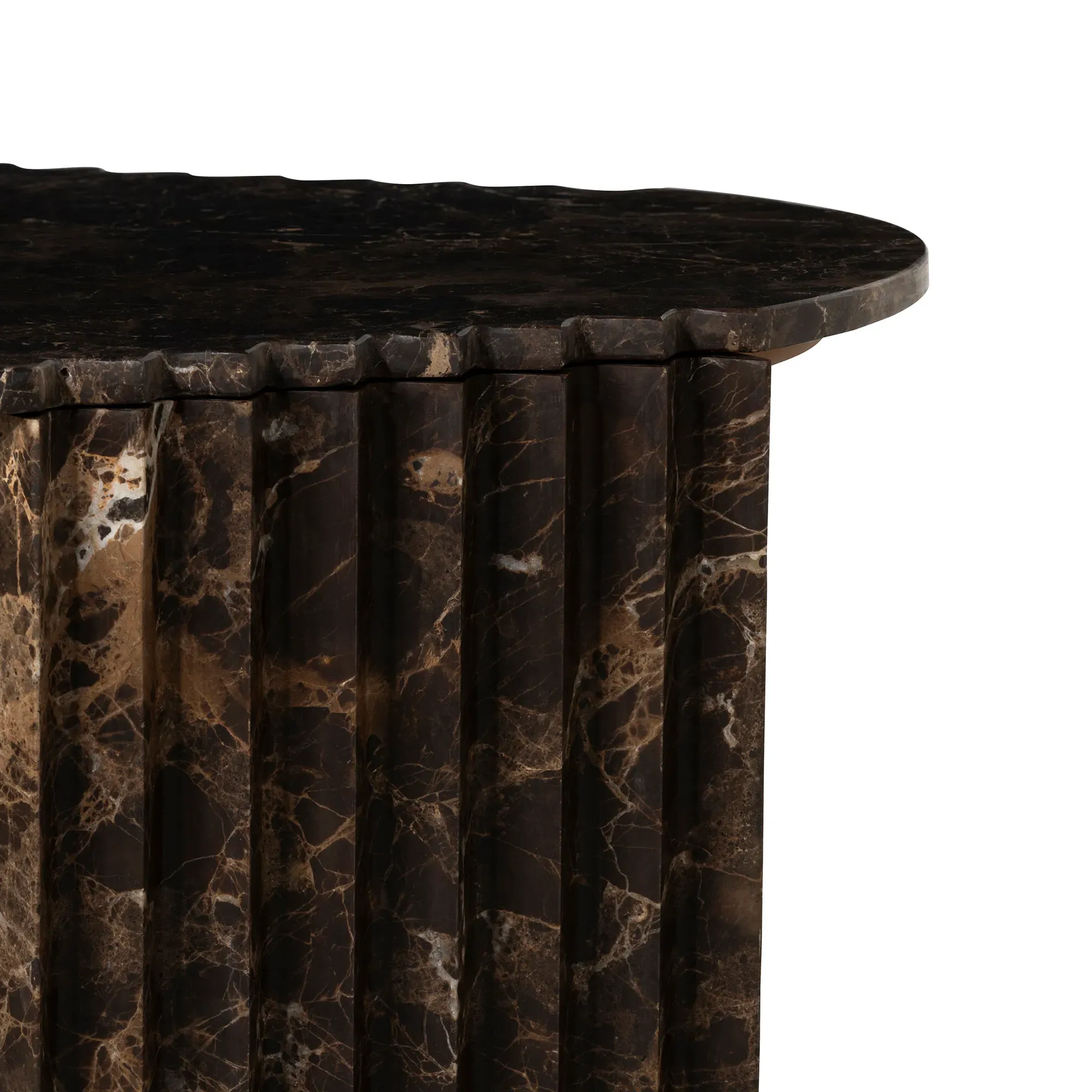 Bruni Round Coffee Table - Brown, Marble