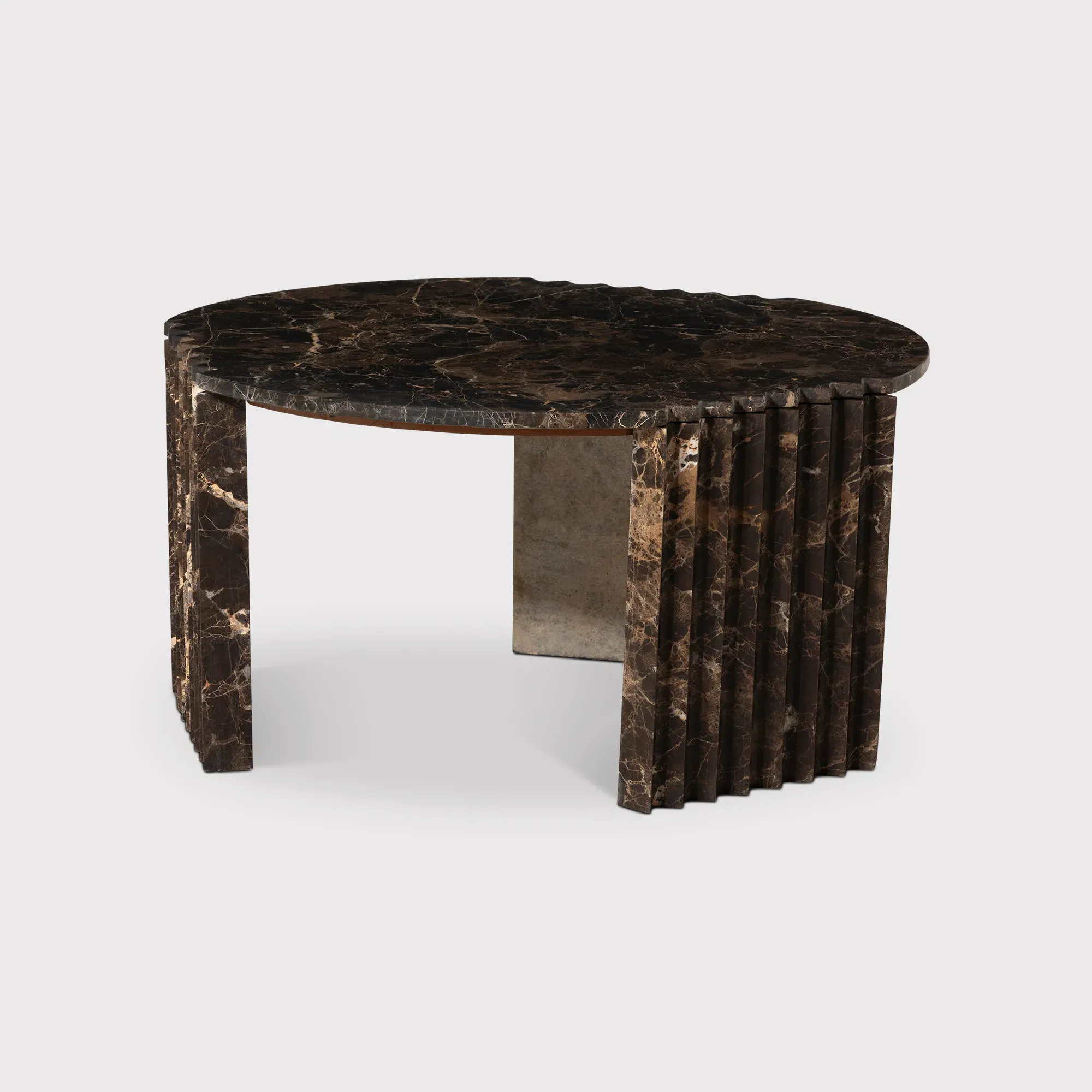 Bruni Round Coffee Table - Brown, Marble