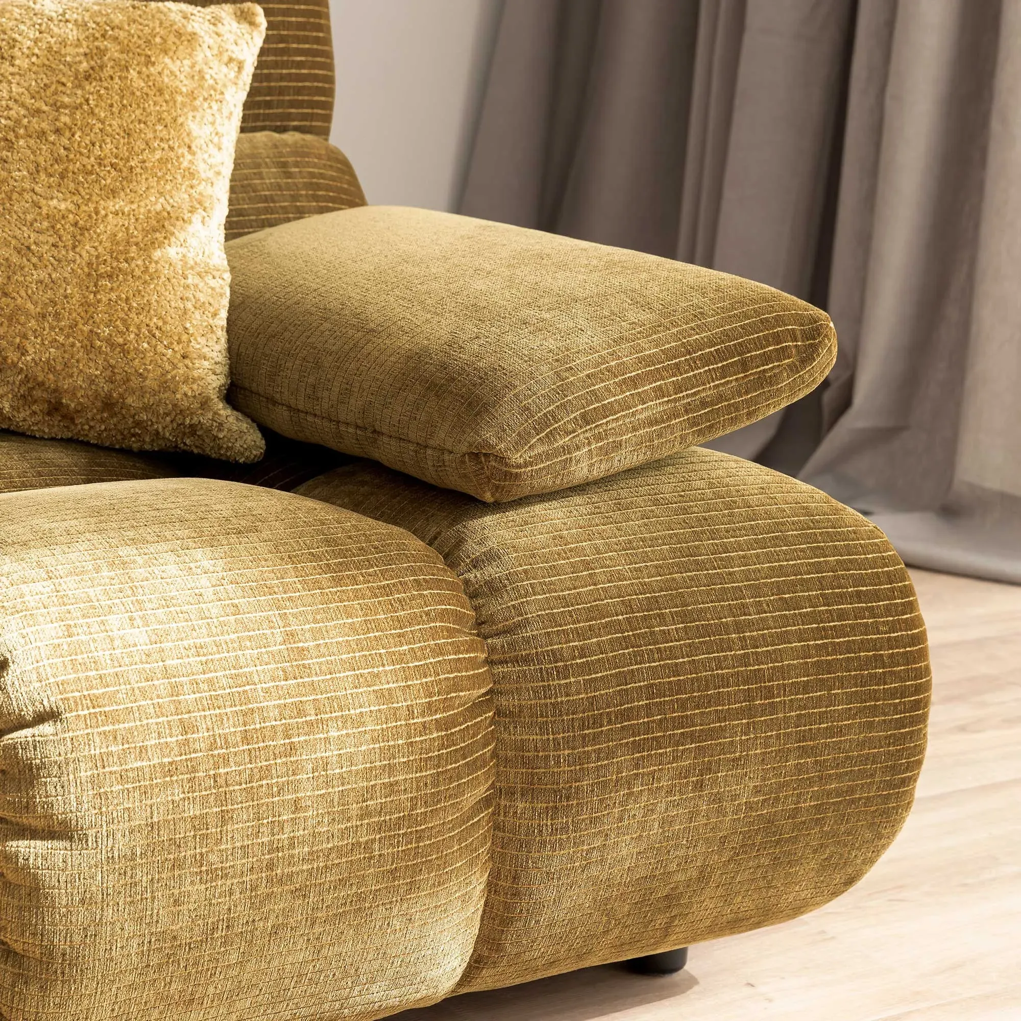 Bryce 4-Seater Sofa with Armrests - Yellow, Fabric