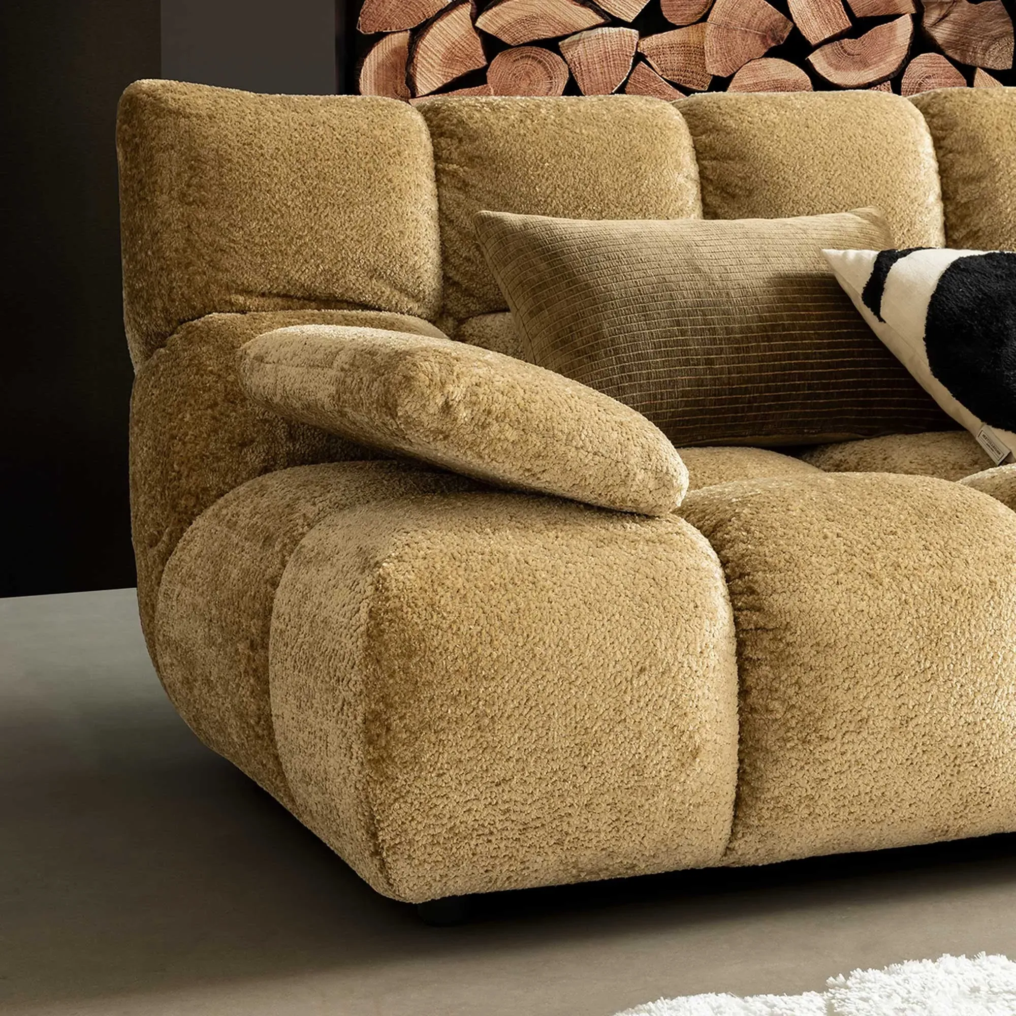 Bryce 4-Seater Sofa with Armrests - Yellow, Fabric