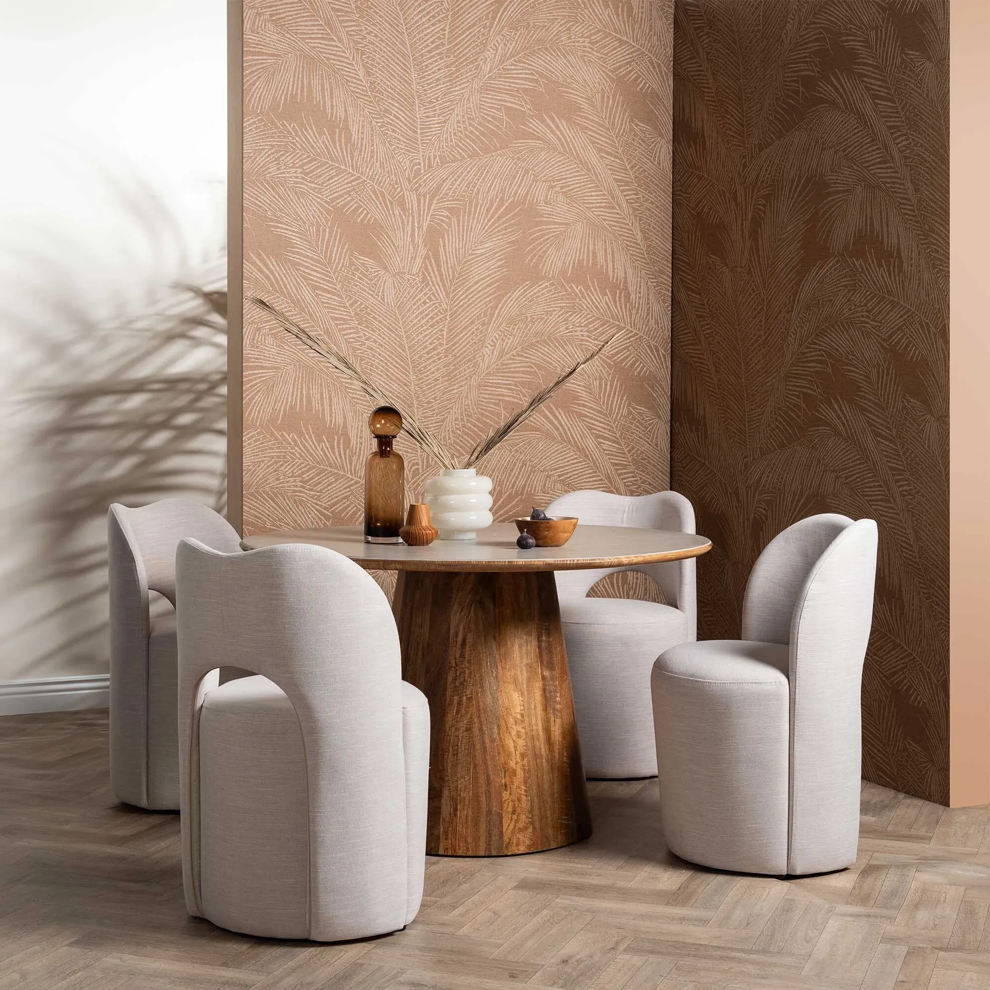 Burlington 120cm Cone Base Round Dining Table - Grey, Mango Wood