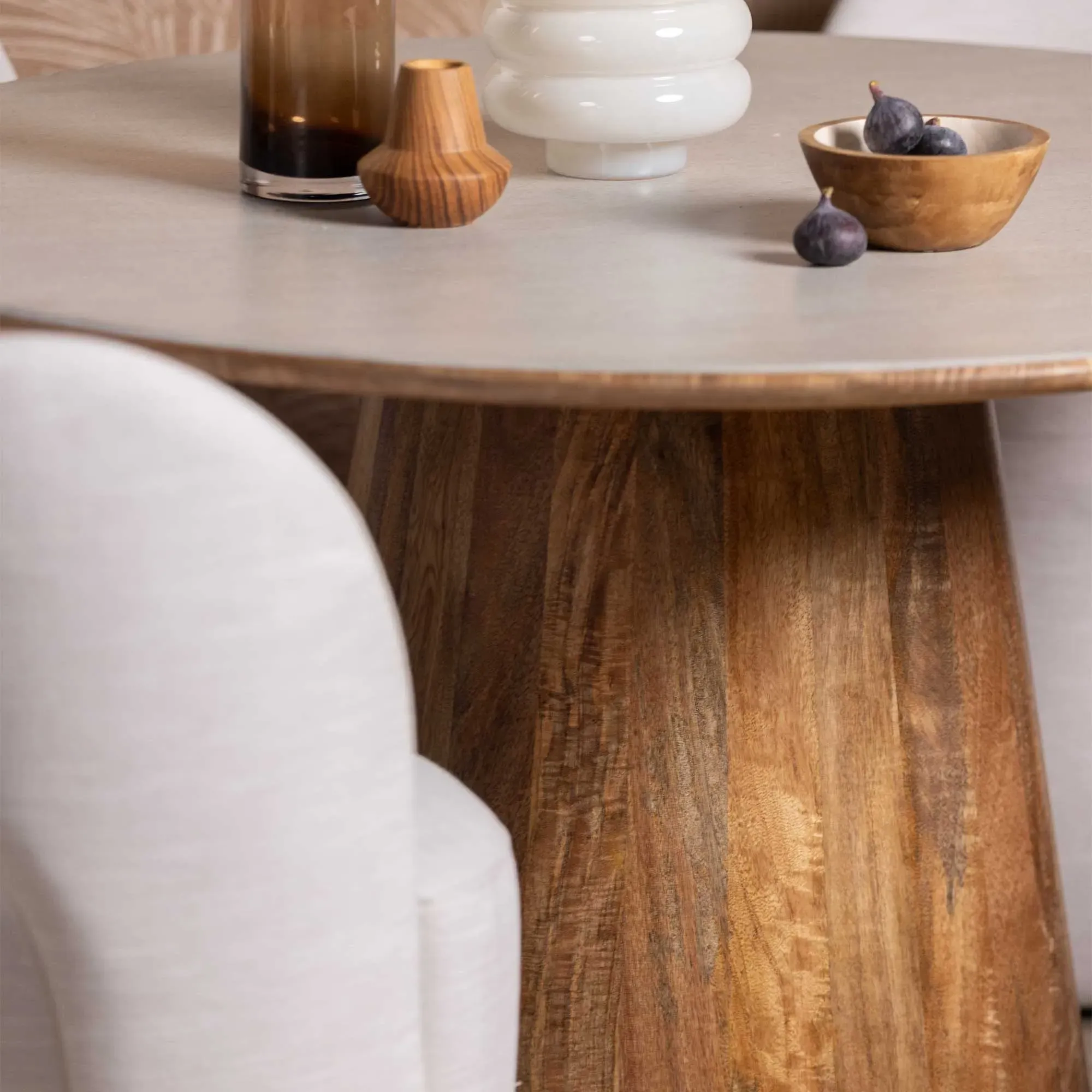 Burlington 120cm Cone Base Round Dining Table - Grey, Mango Wood