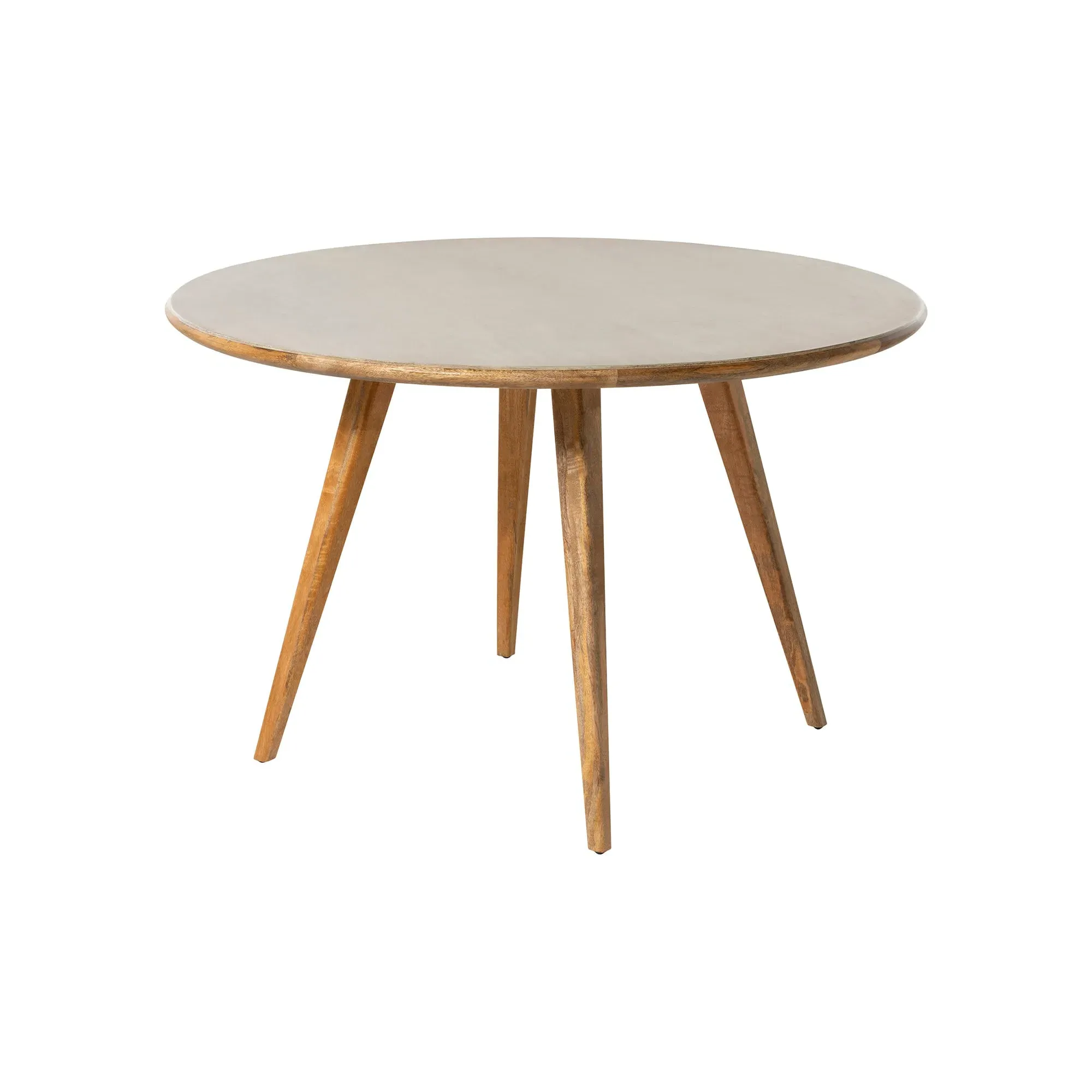 Burlington 120cm Faux Stone Round Dining Table - Grey, Mango Wood