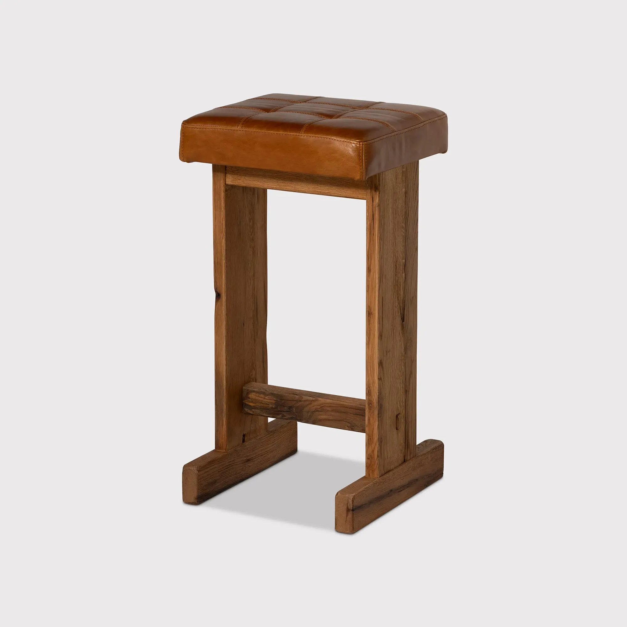 Caledon Bar Stool - Brown, Leather & Oak product