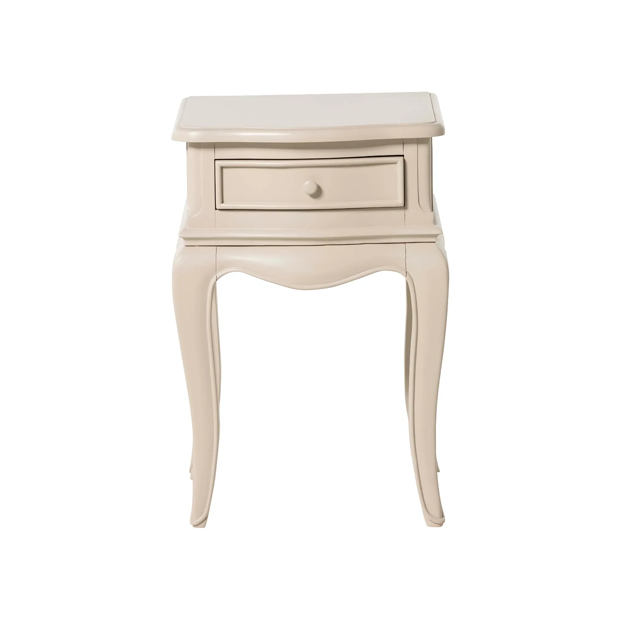 Calista 1 Drawer Curved Leg Bedside Table - White, Wood