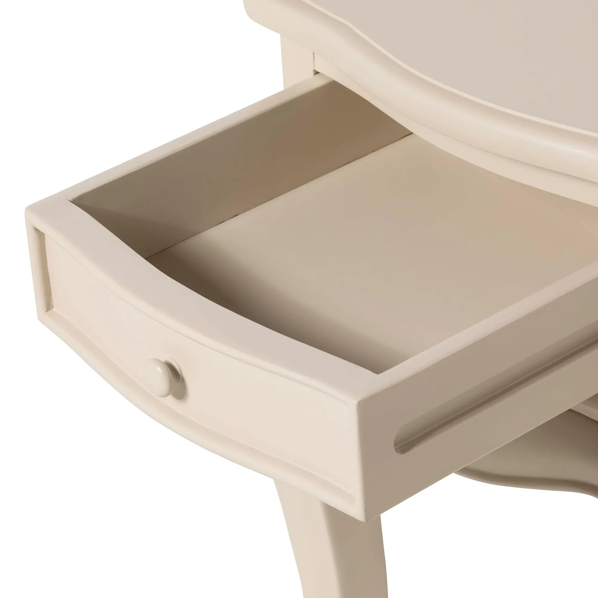 Calista 1 Drawer Curved Leg Bedside Table - White, Wood