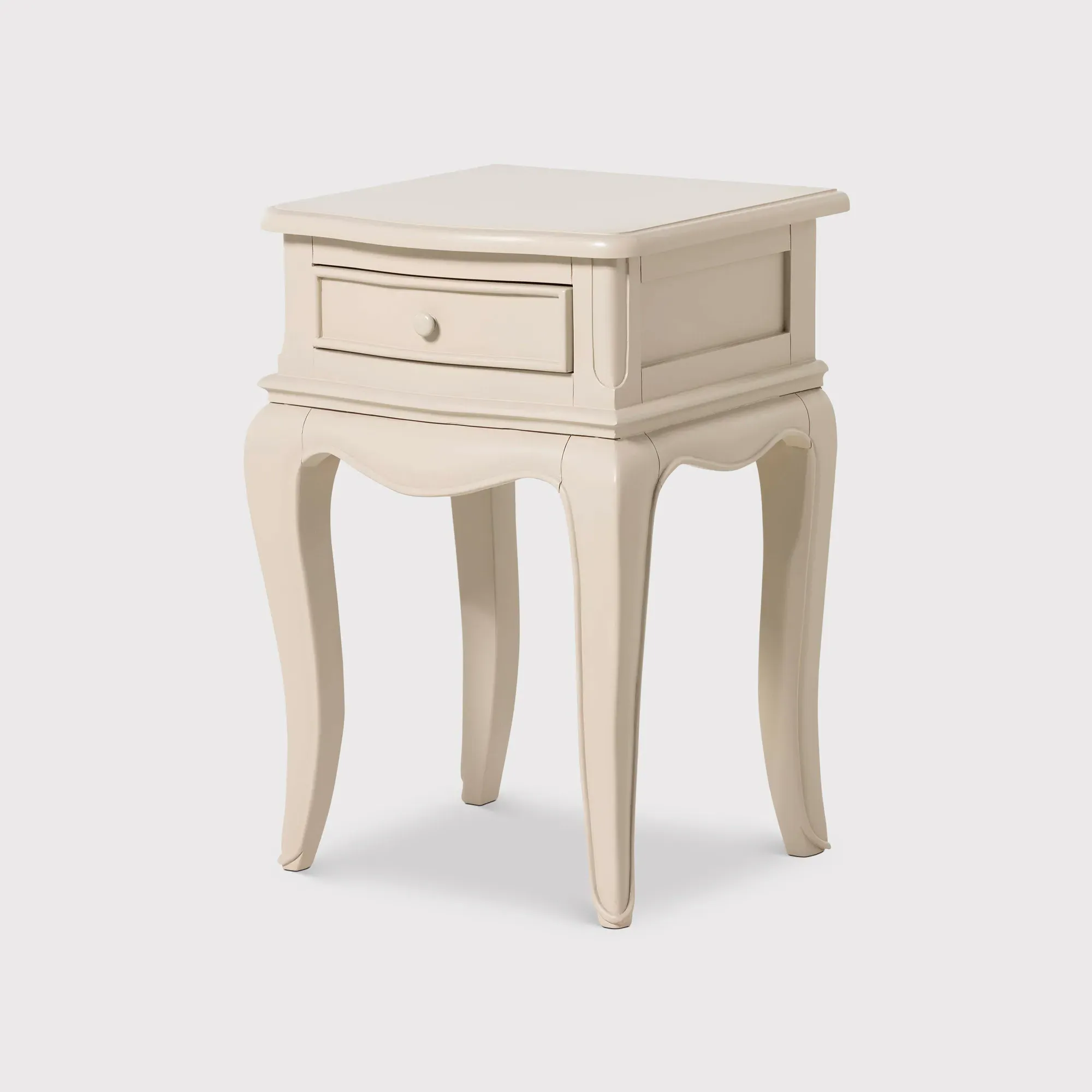 Calista 1 Drawer Curved Leg Bedside Table - White, Wood